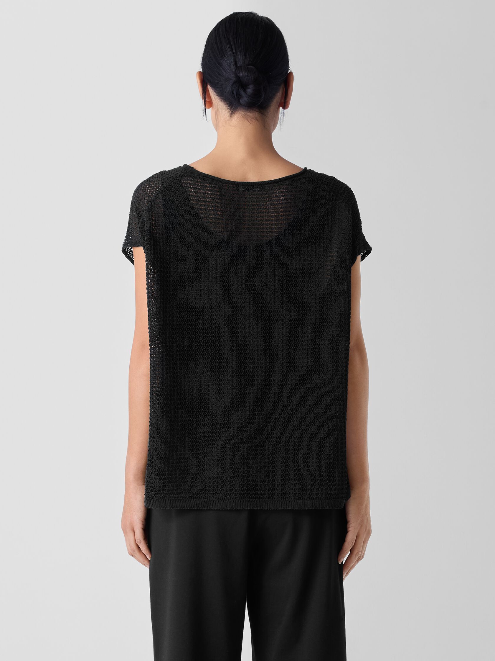 Organic Cotton Cord Sheen Jewel Neck Top