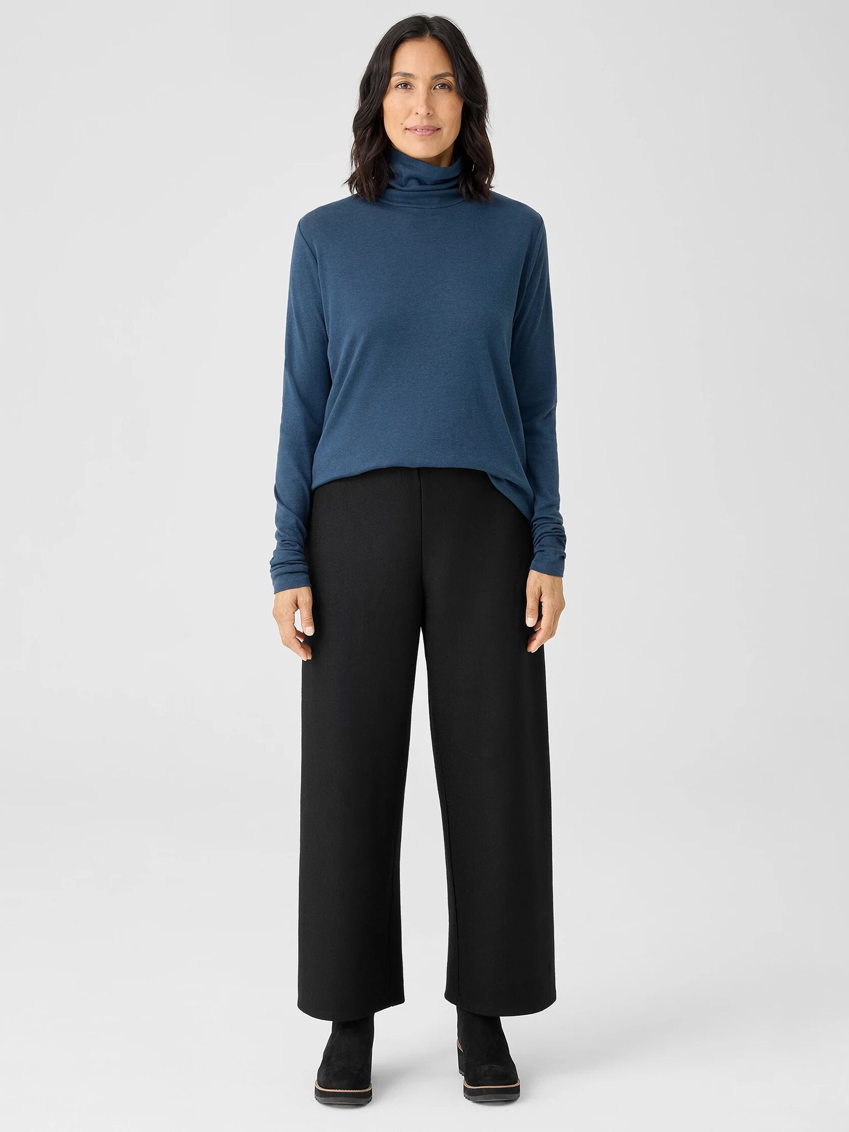 Pima Cotton Blend Turtleneck Top