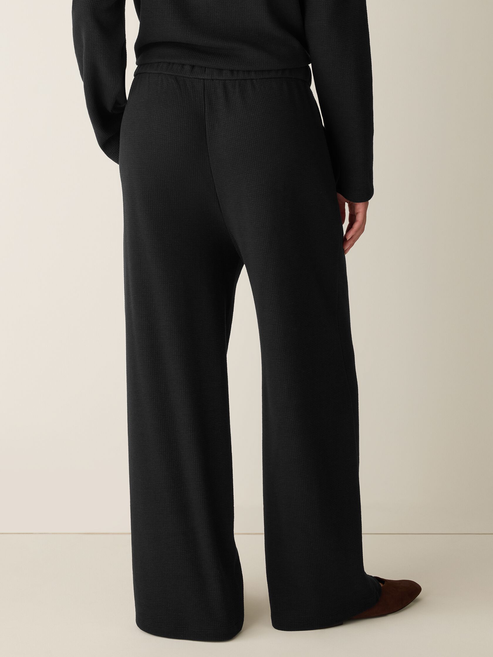 Waffle Cotton Blend Doubleknit Wide-Leg Pant