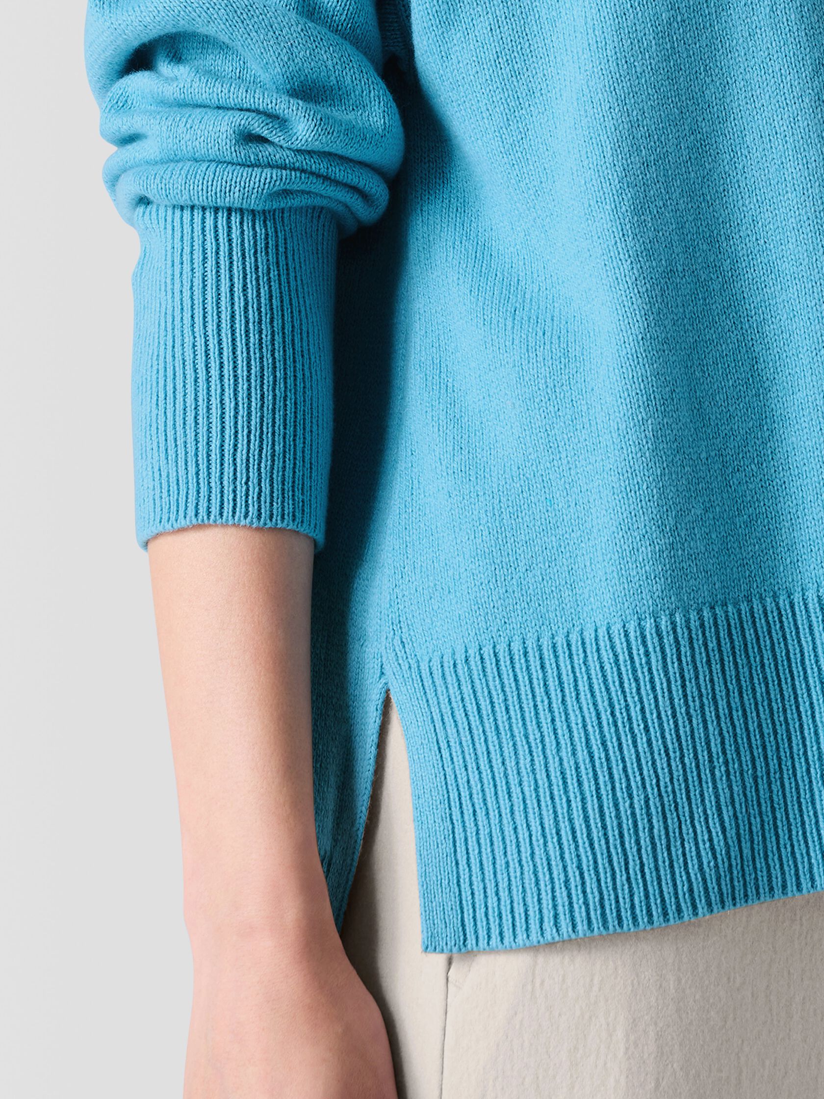 Cotton and Recycled Cashmere V-Neck Top