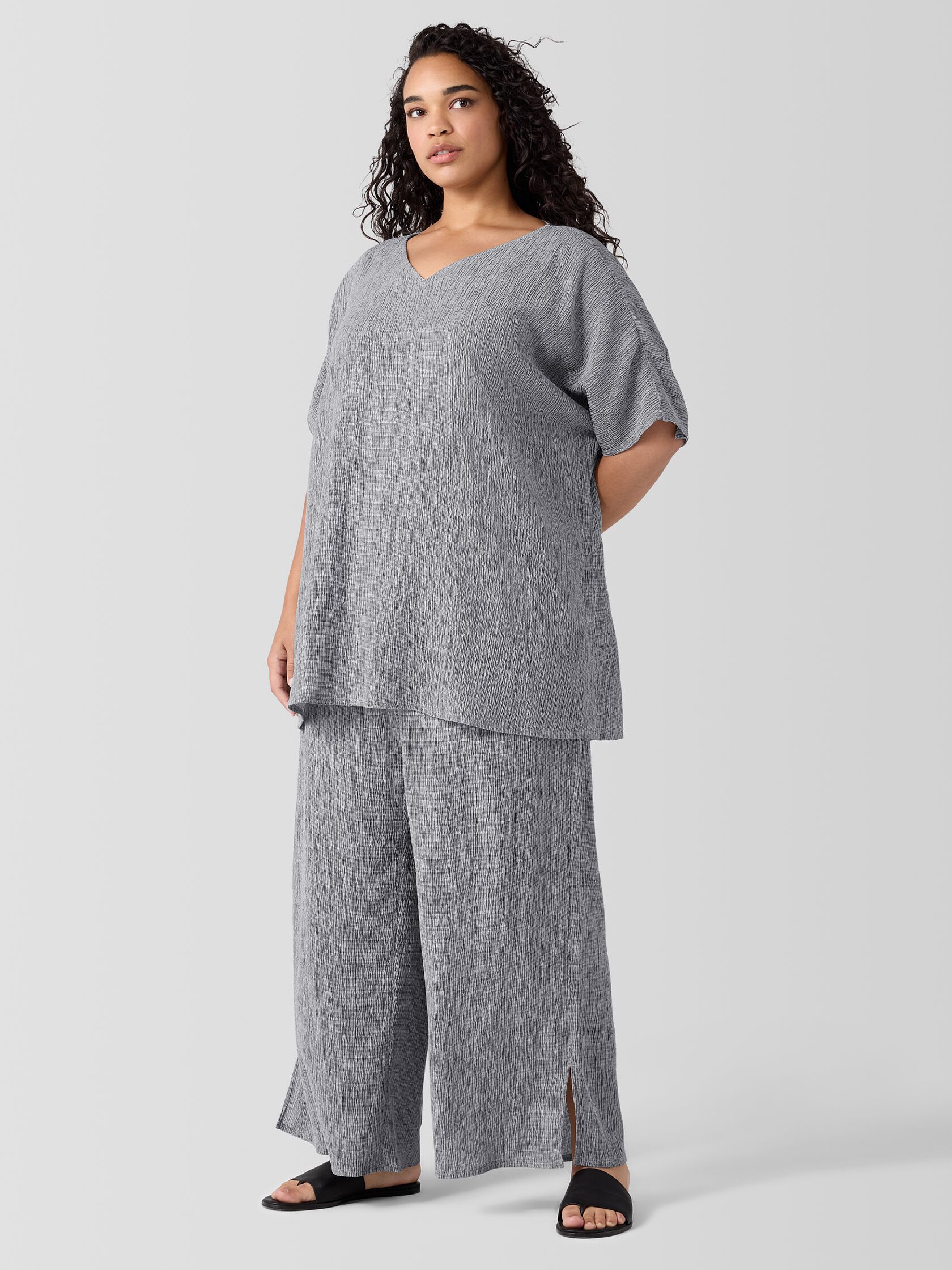 Woven Pliss&eacute; Wide-Leg Pant