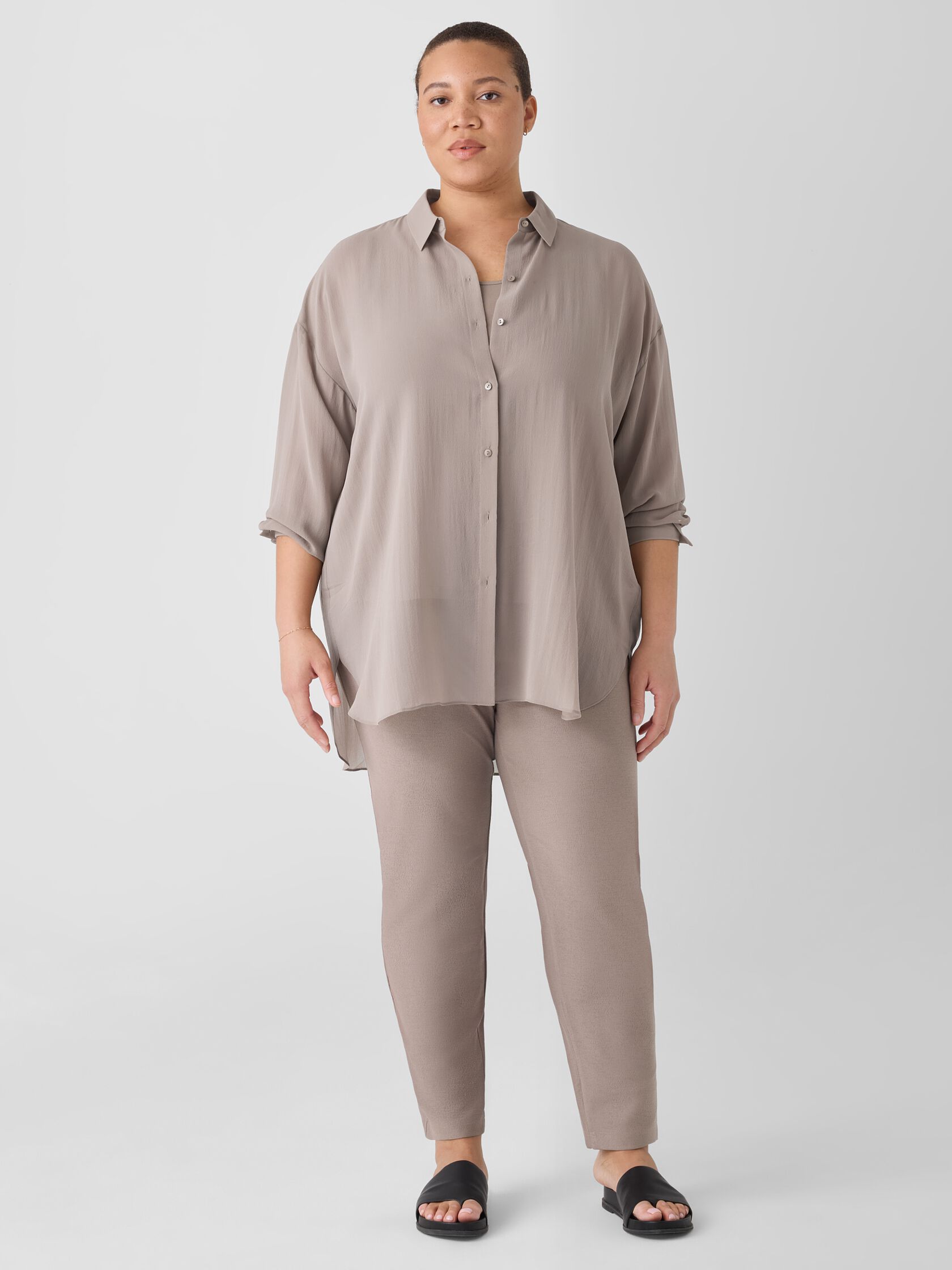 Washable Stretch Crepe Slim Pant