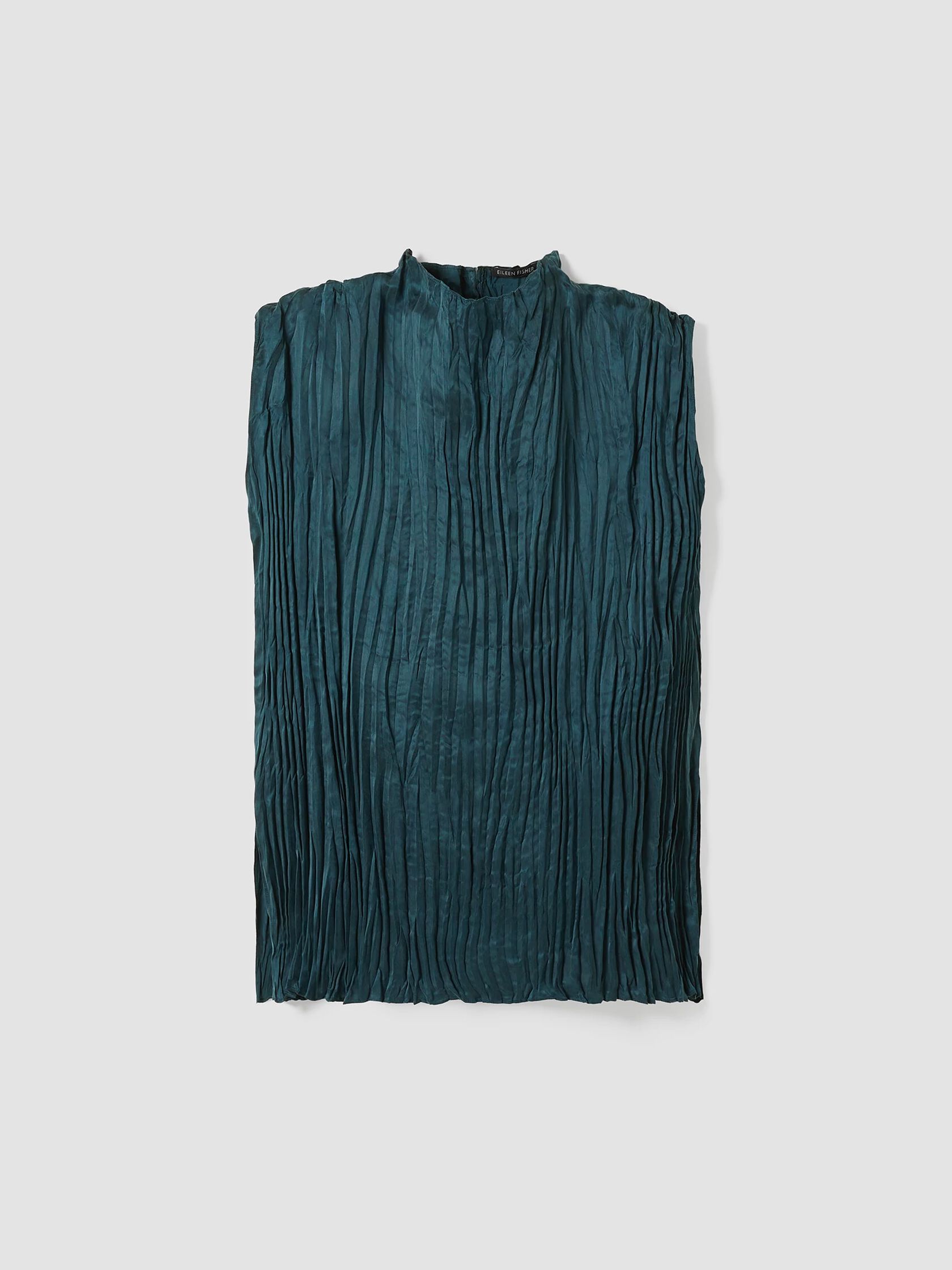 Crushed Cupro Funnel Neck Long Top