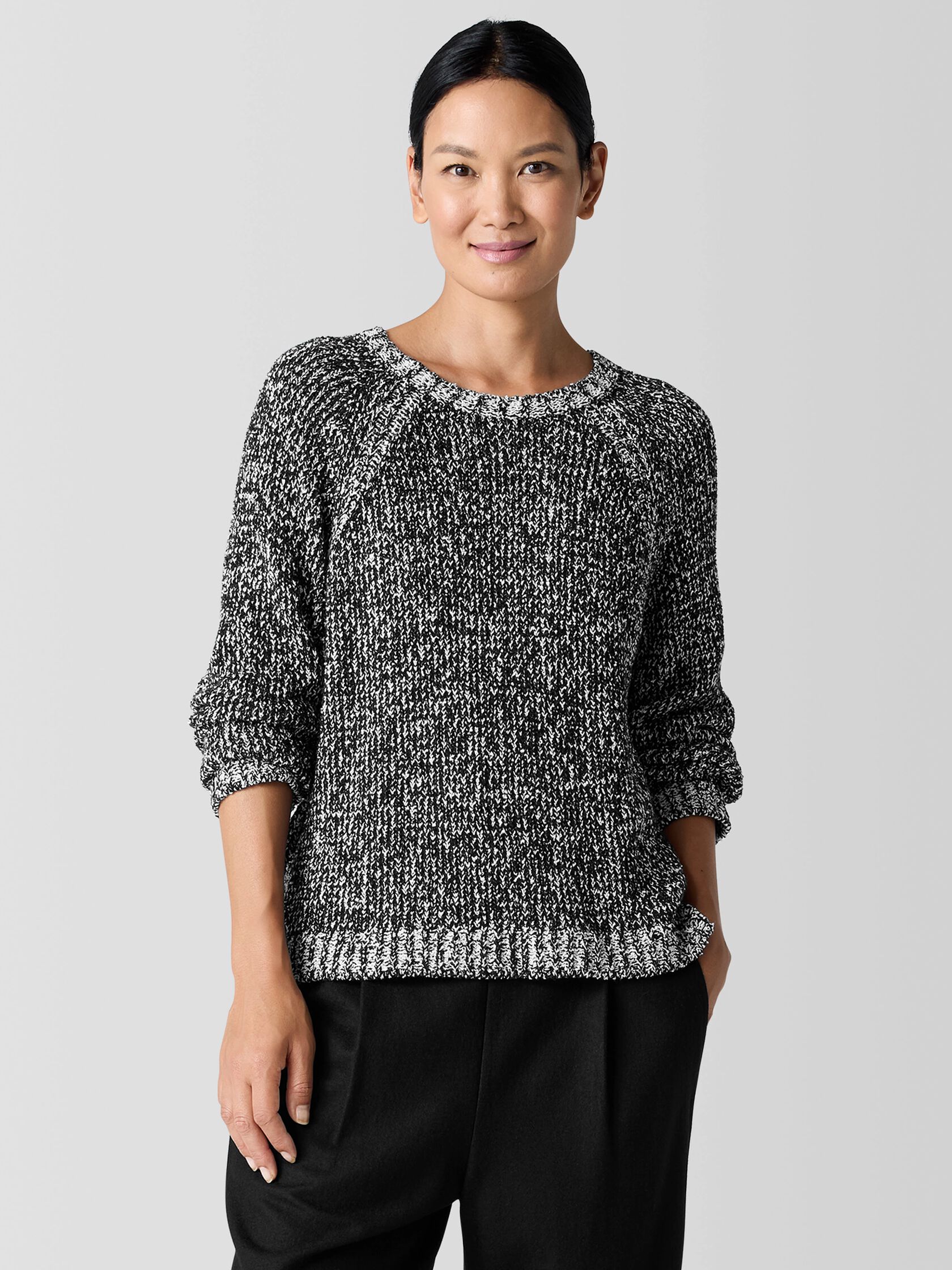 Peruvian Organic Cotton Boucle Crew Neck Top