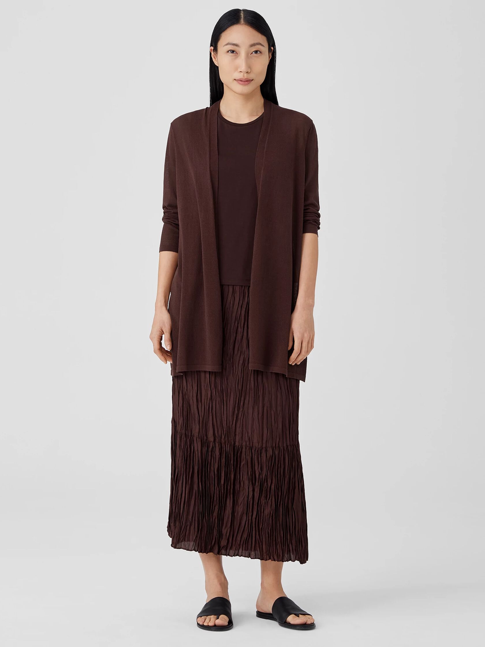 Crushed Silk Habutai Tiered Skirt