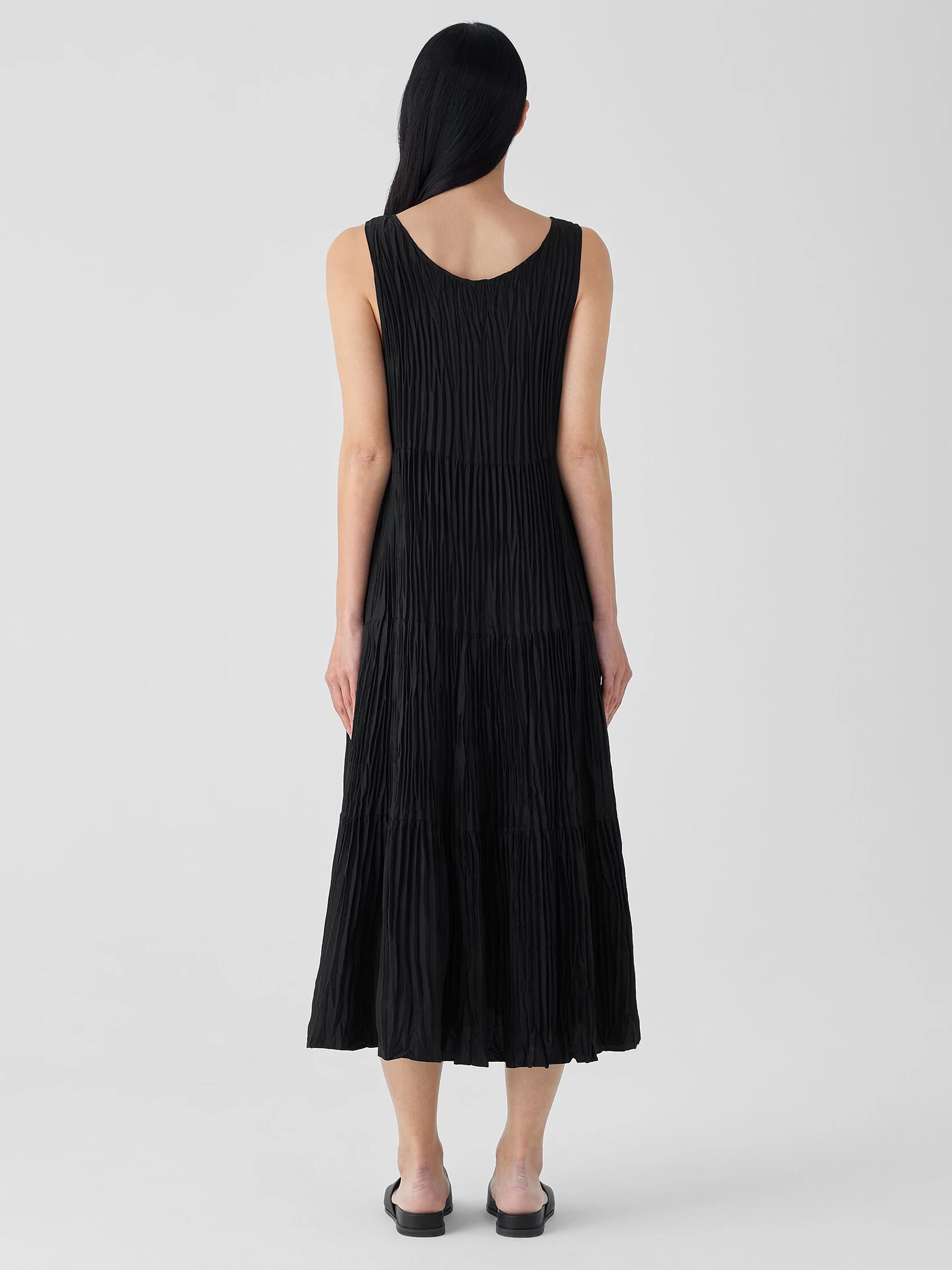 Crushed Silk Tiered Dress