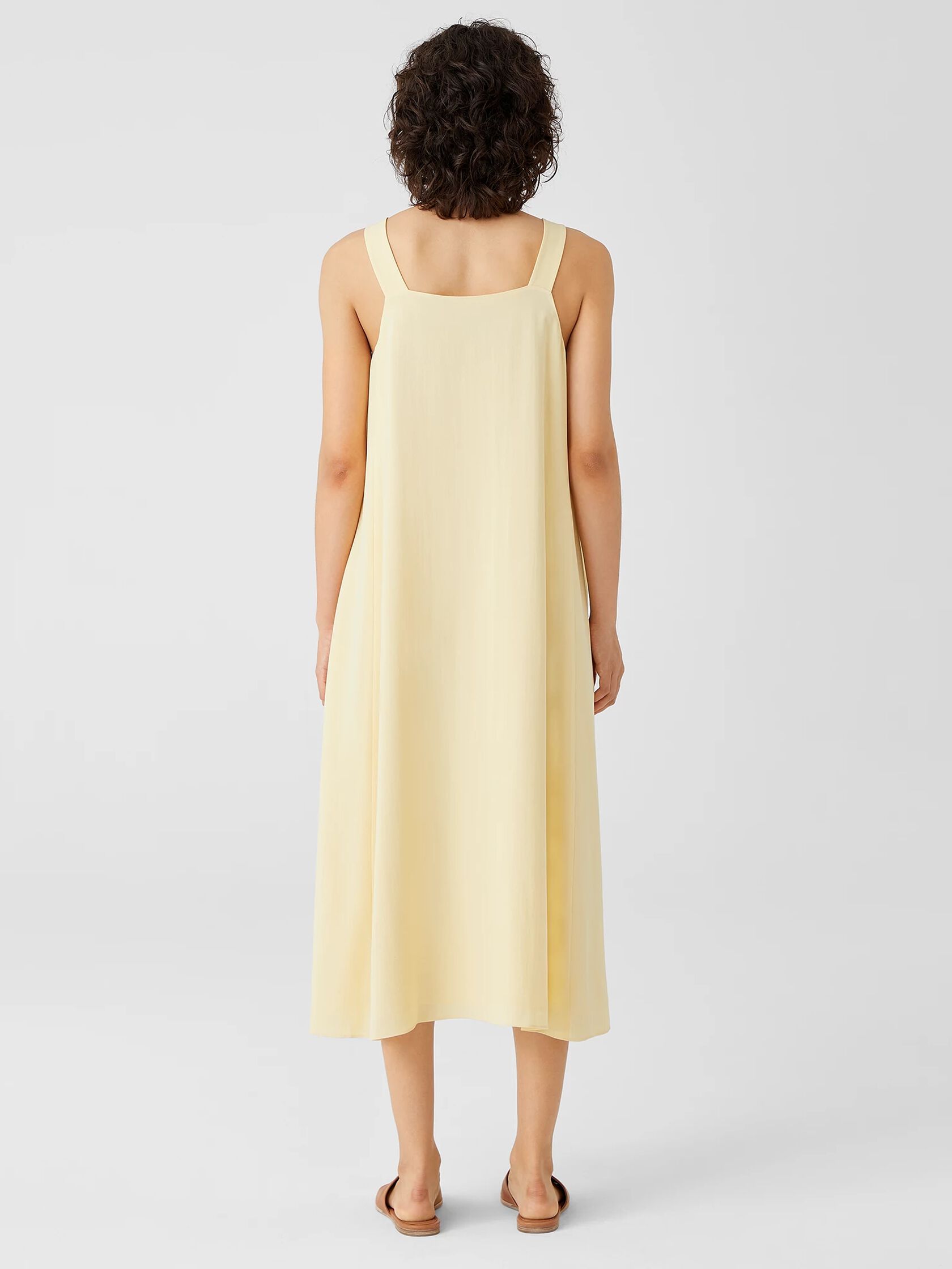 Silk Georgette Crepe Square Neck Dress