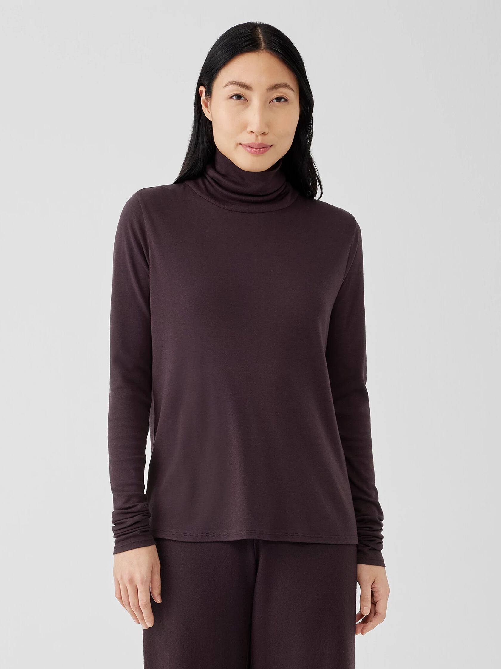 Pima Cotton Blend Turtleneck Top