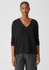 Organic Cotton Linen Slub V-Neck Top