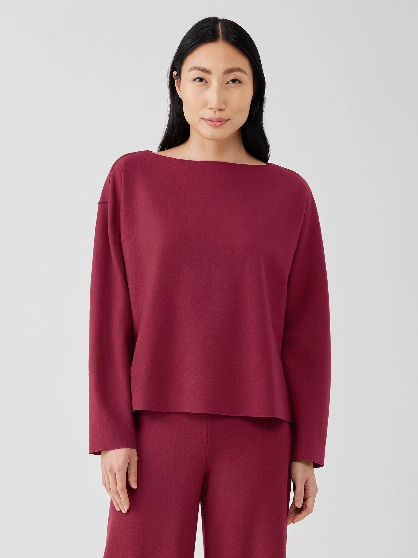 Boiled Wool Jersey Bateau Neck Top