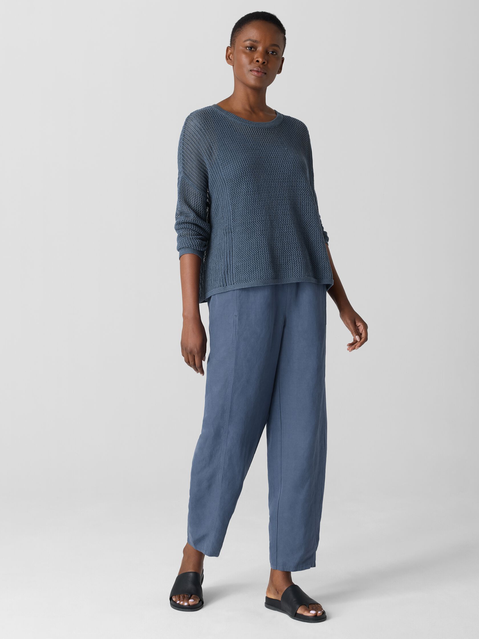 Linen Silk Twill Lantern Pant