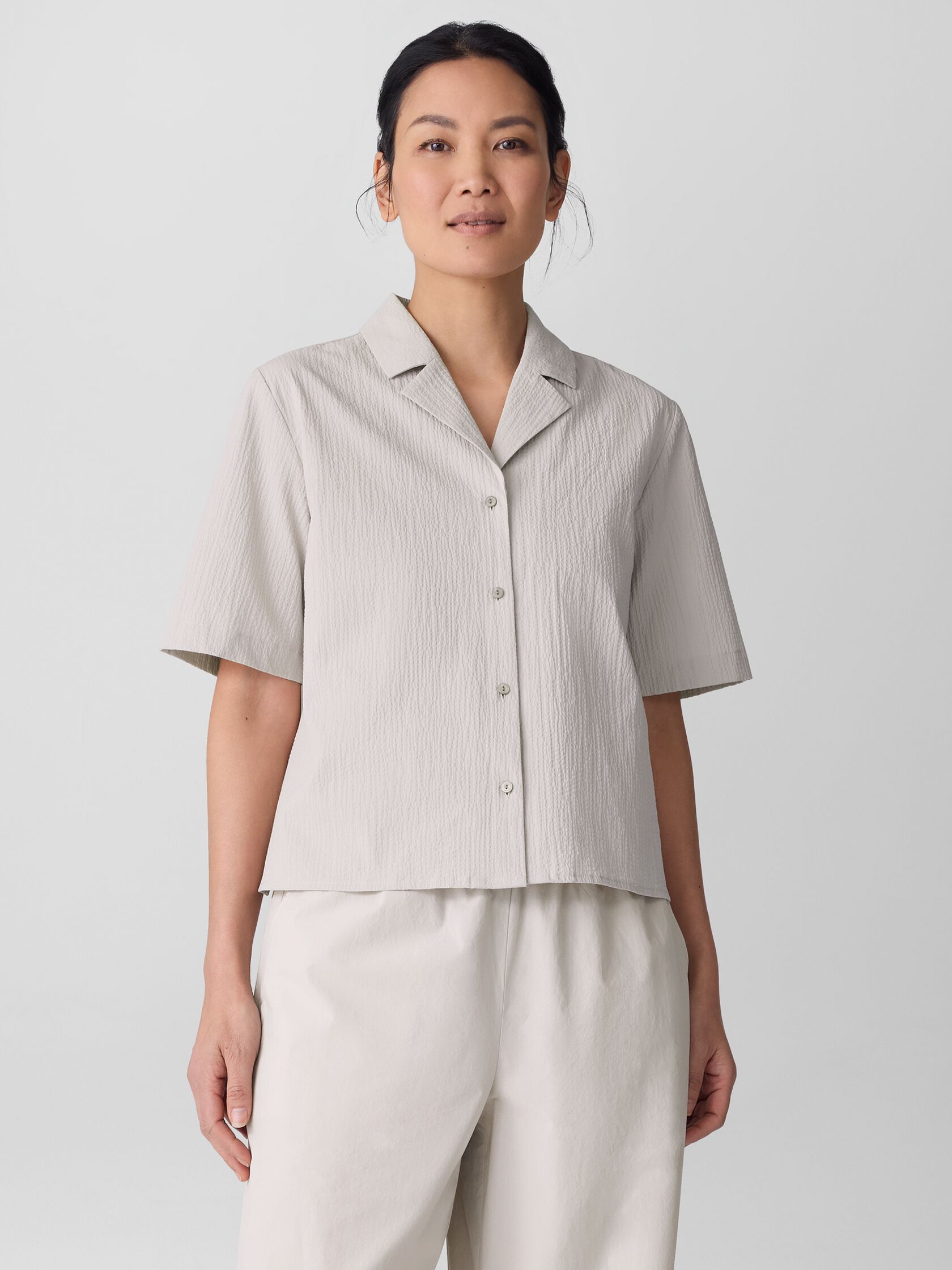 Organic Cotton Pucker Notch Collar Shirt