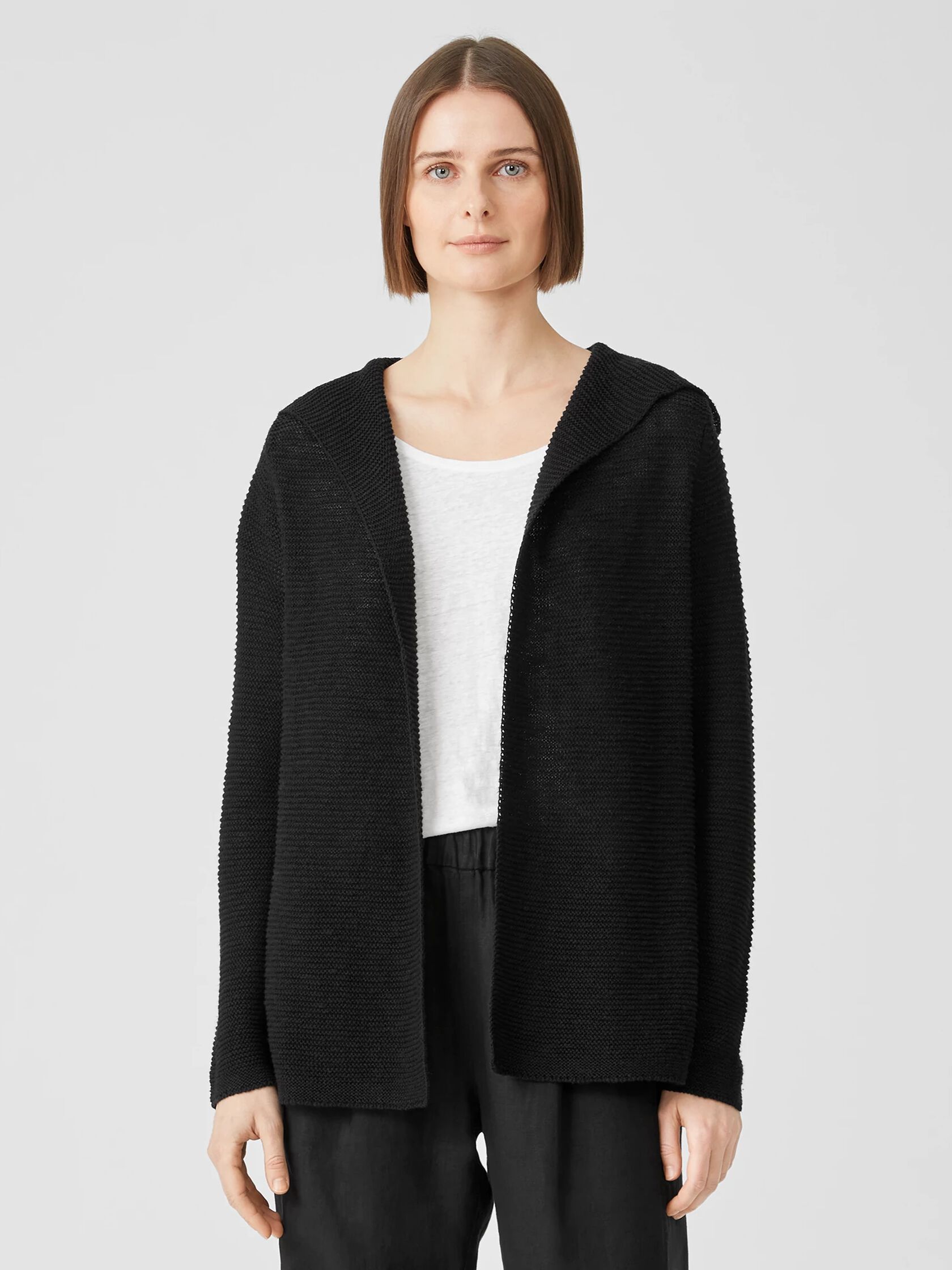 Organic Cotton Linen Slub Hooded Cardigan