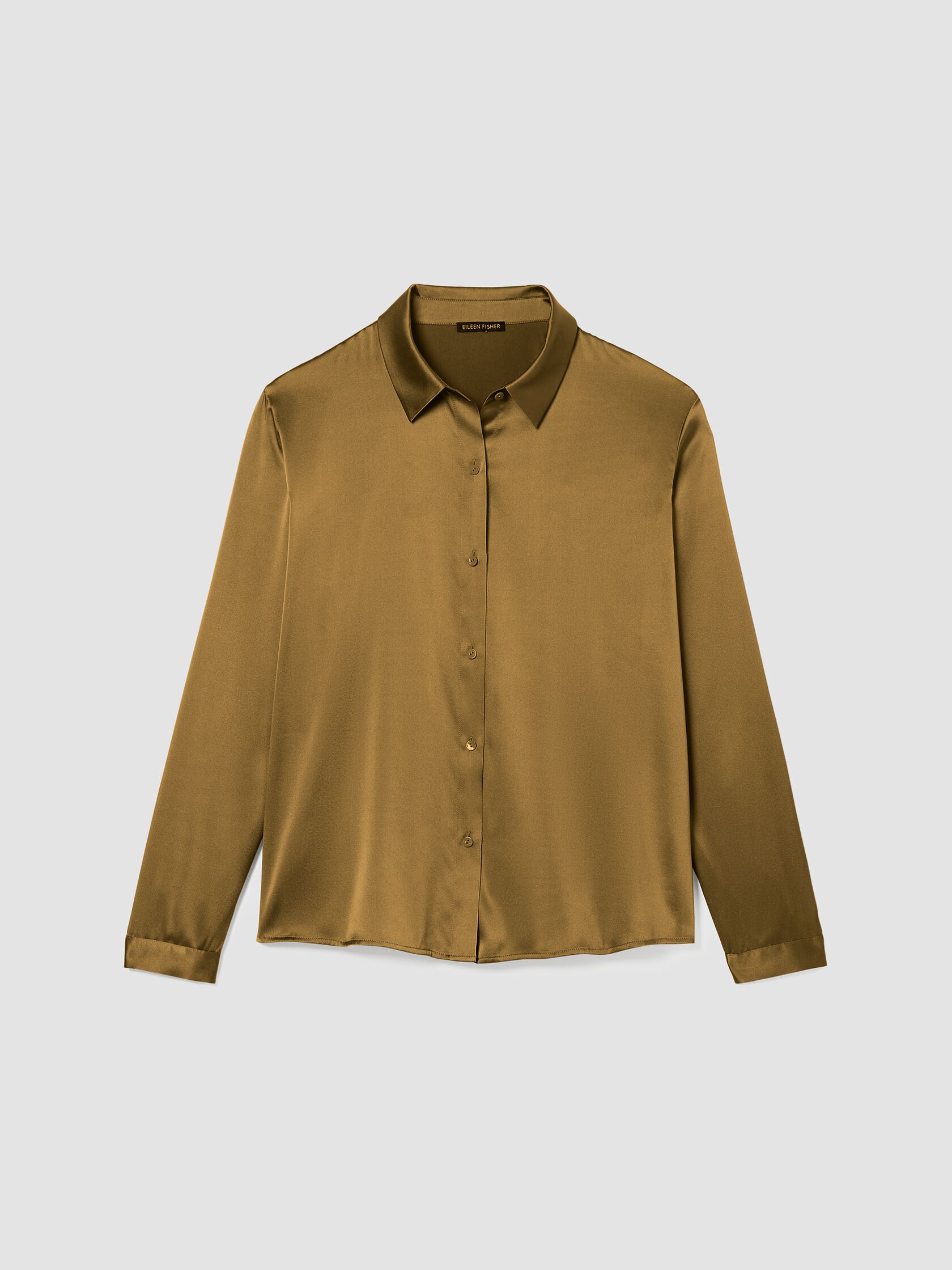 Stretch Silk Charmeuse Classic Collar Shirt