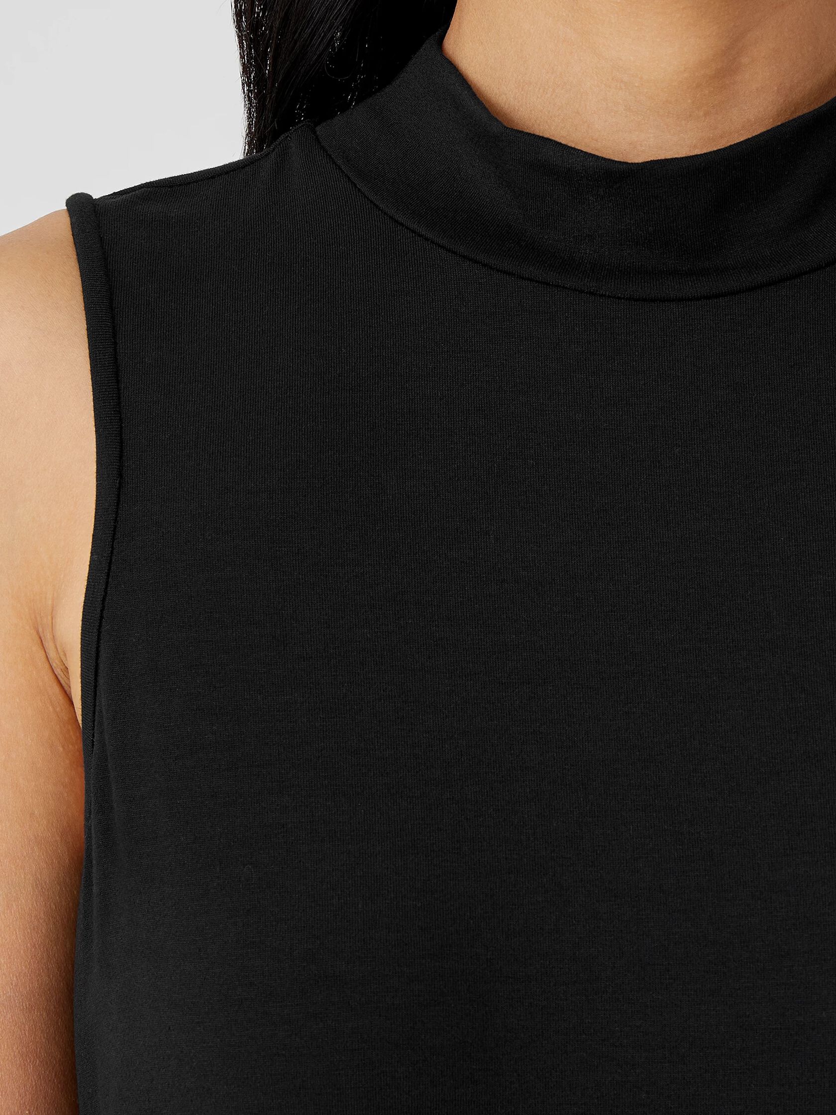 Stretch Jersey Knit Mock Neck Dress