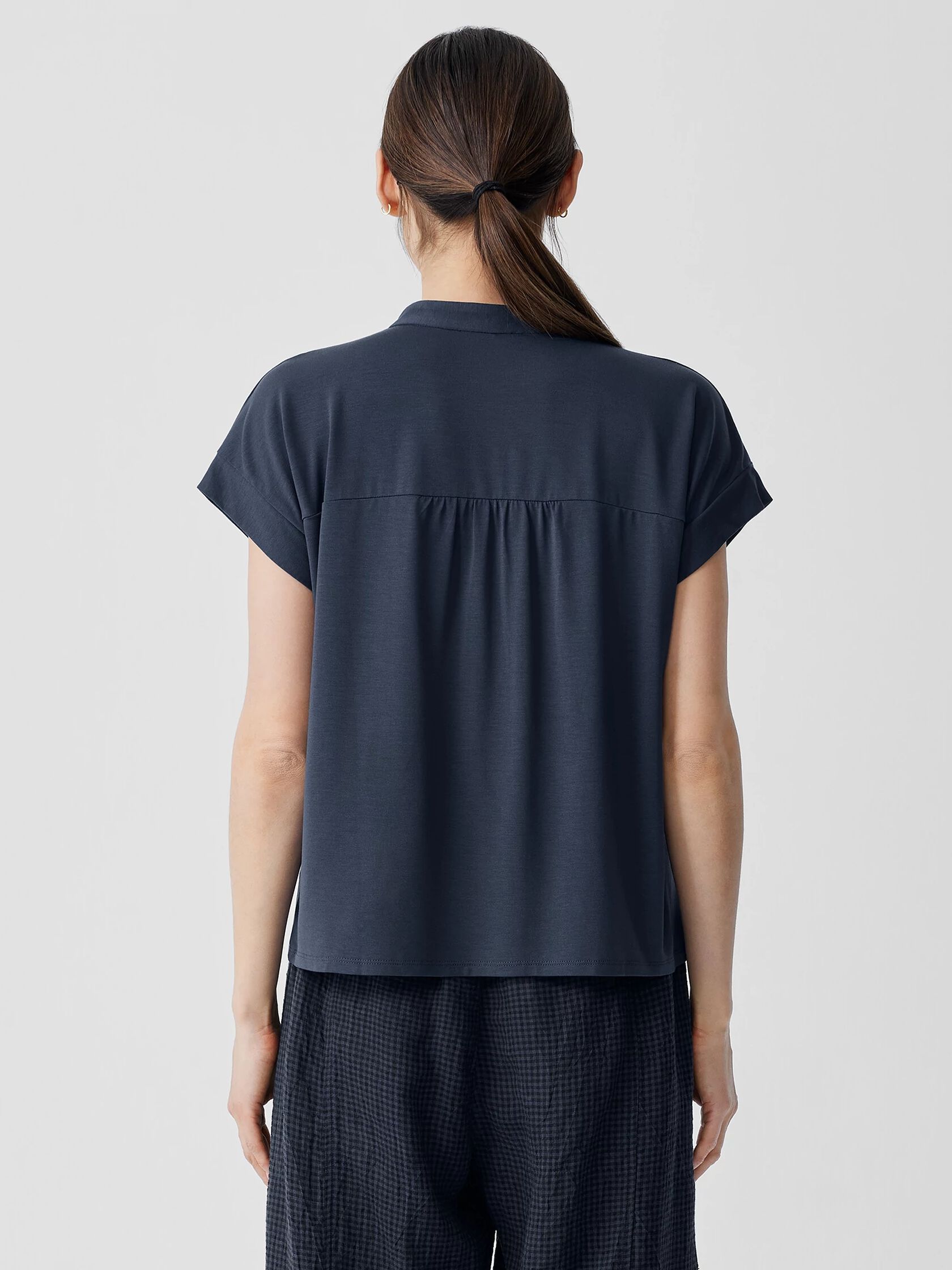 Fine Jersey Band Collar Top