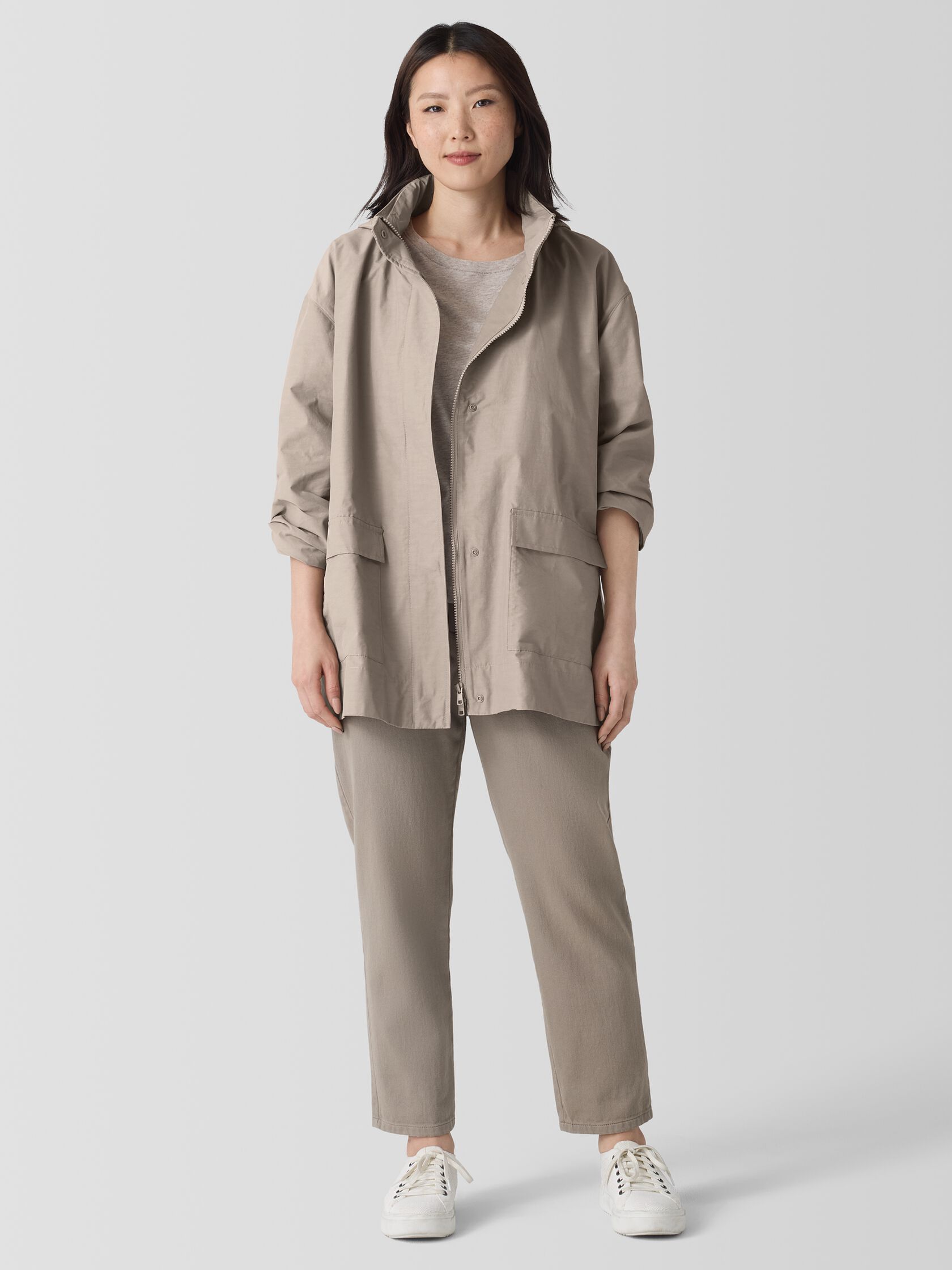 Light Cotton Nylon Stand Collar Jacket