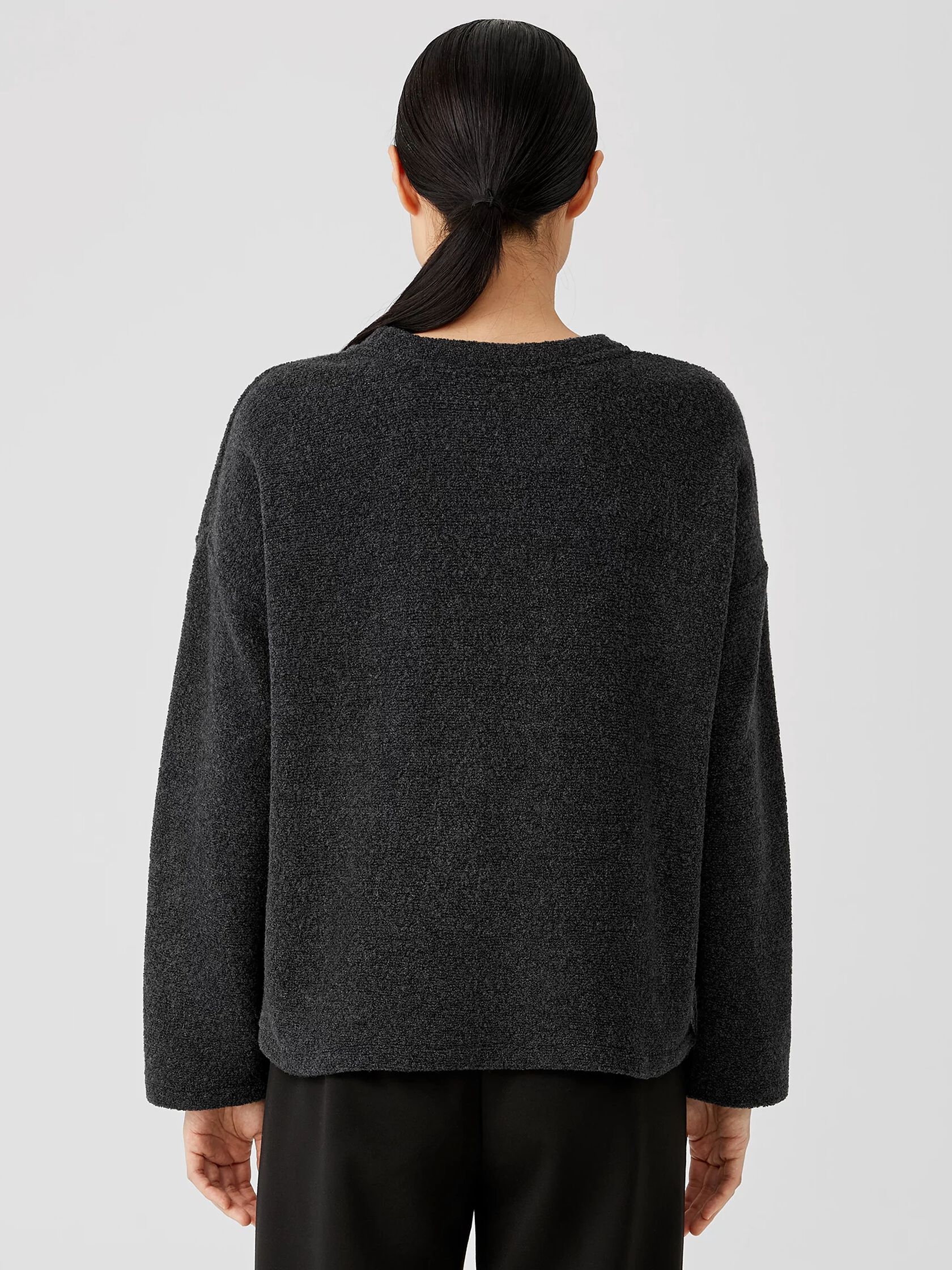 Boucle Wool Knit Crew Neck Box-Top