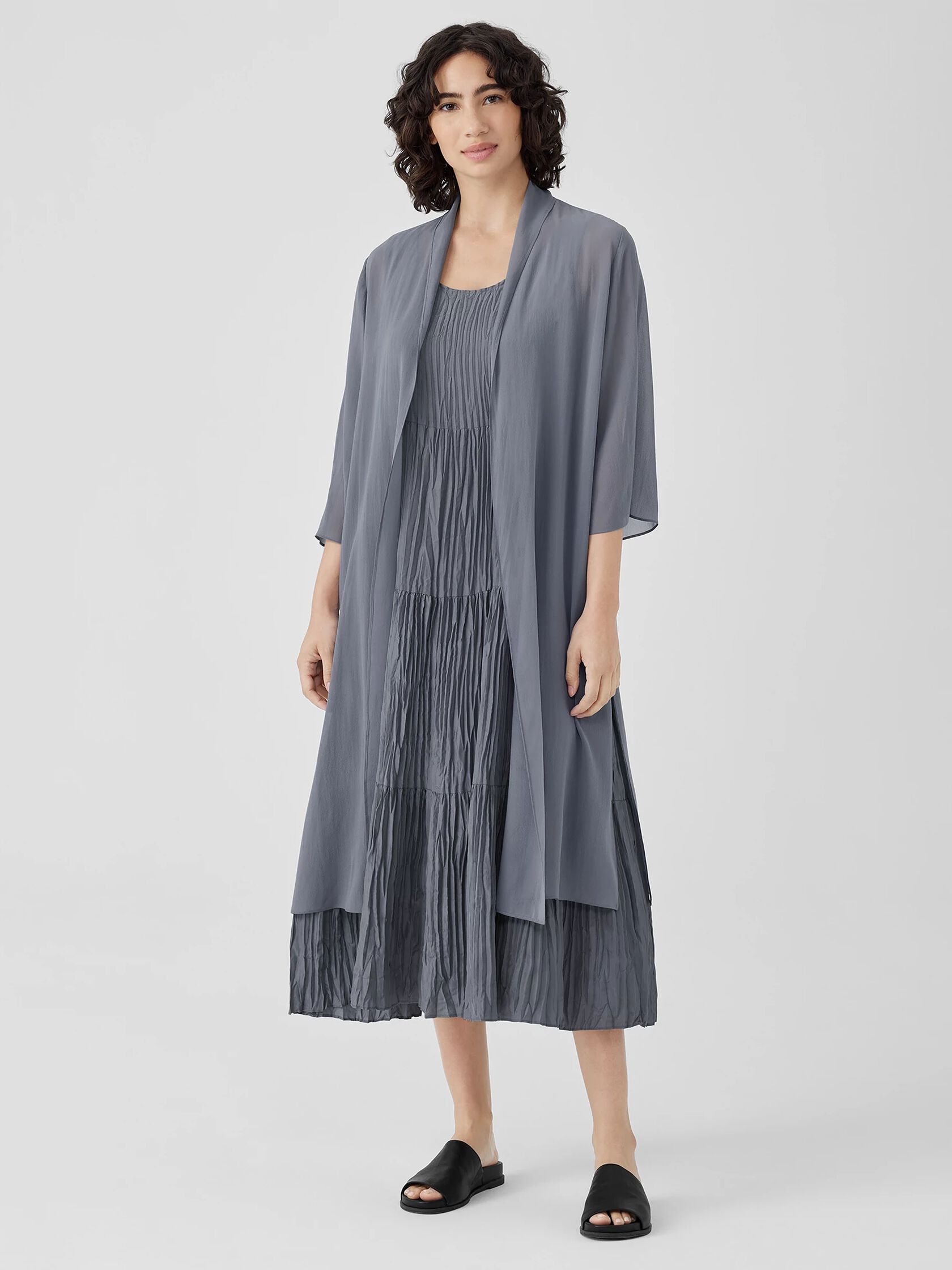 Sheer Silk Georgette High Collar Jacket