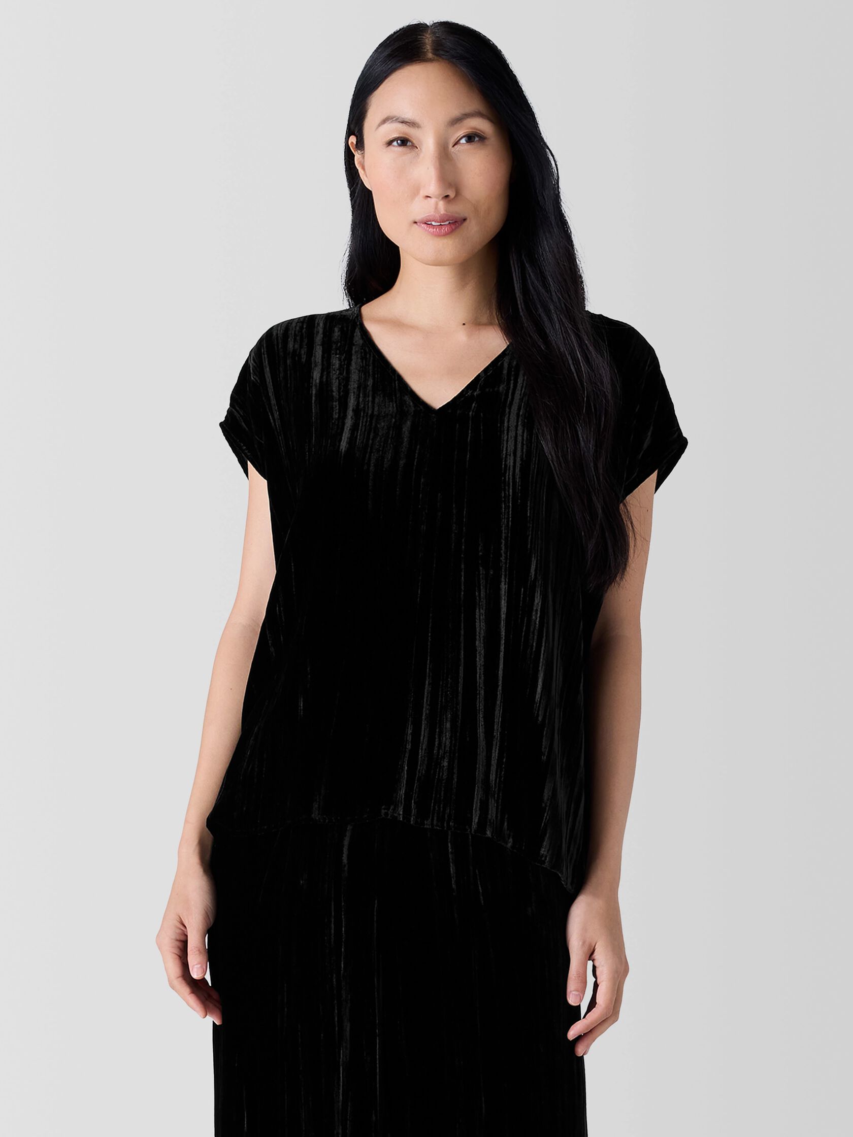 Crushed Velvet V-Neck Square Top