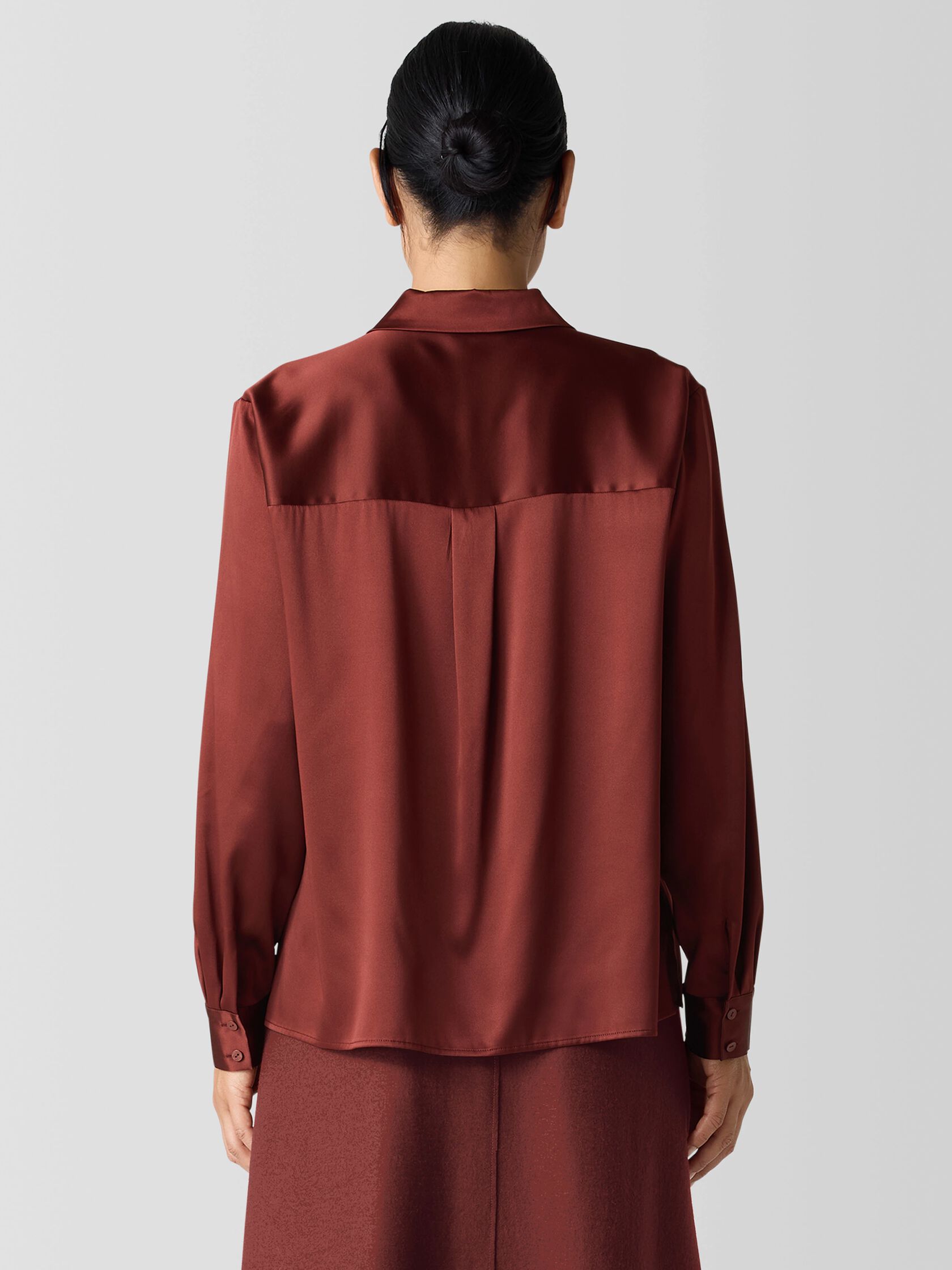 Stretch Silk Charmeuse Classic Collar Shirt