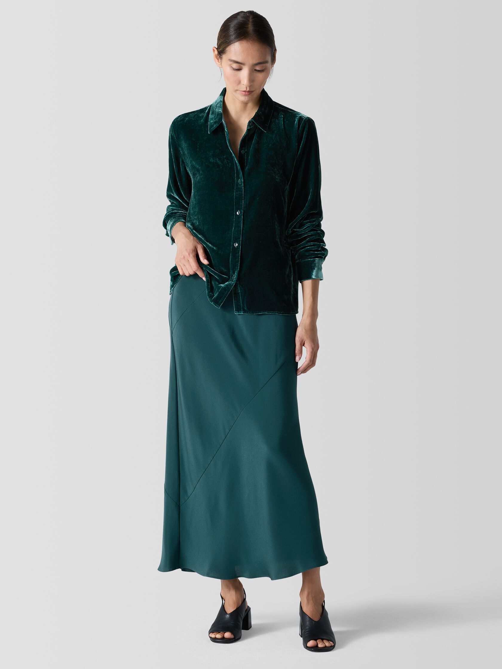 Silk Double Crepe Bias Skirt