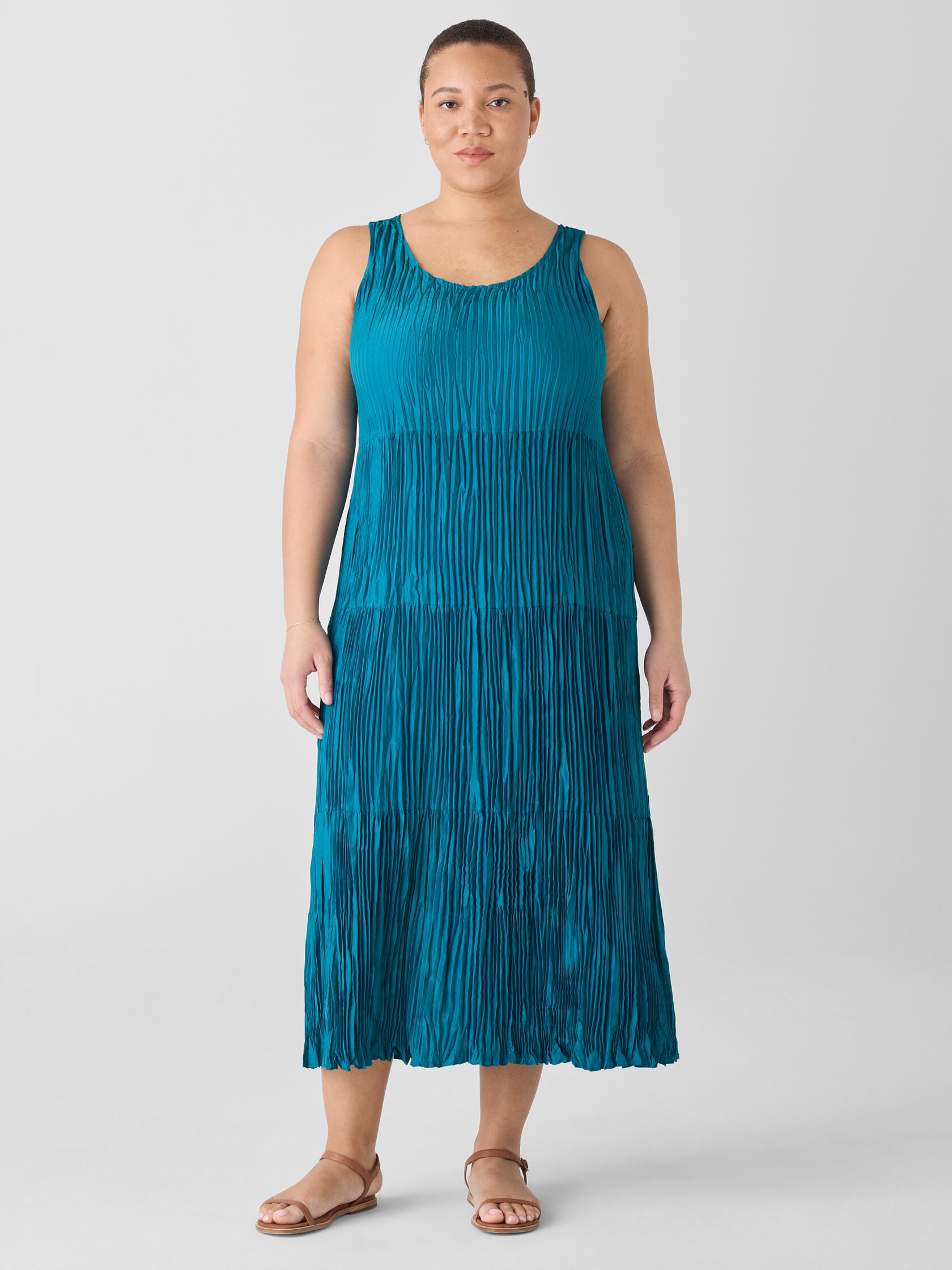 Crushed Silk Tiered Dress