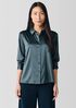 Stretch Silk Charmeuse&nbsp;Classic Collar Shirt