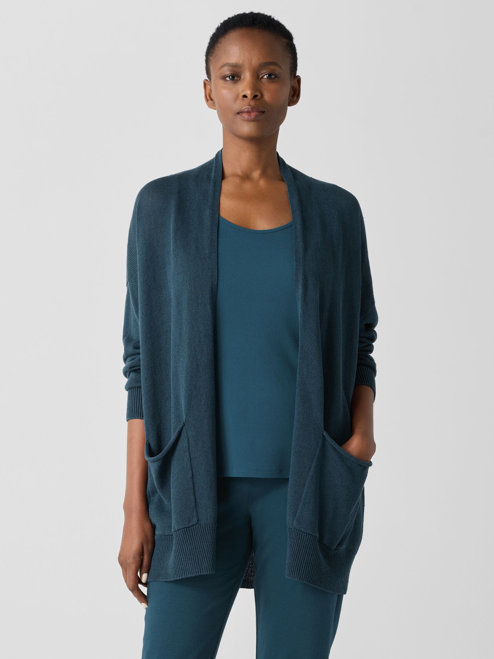 Organic Linen Cotton Cord Long Cardigan