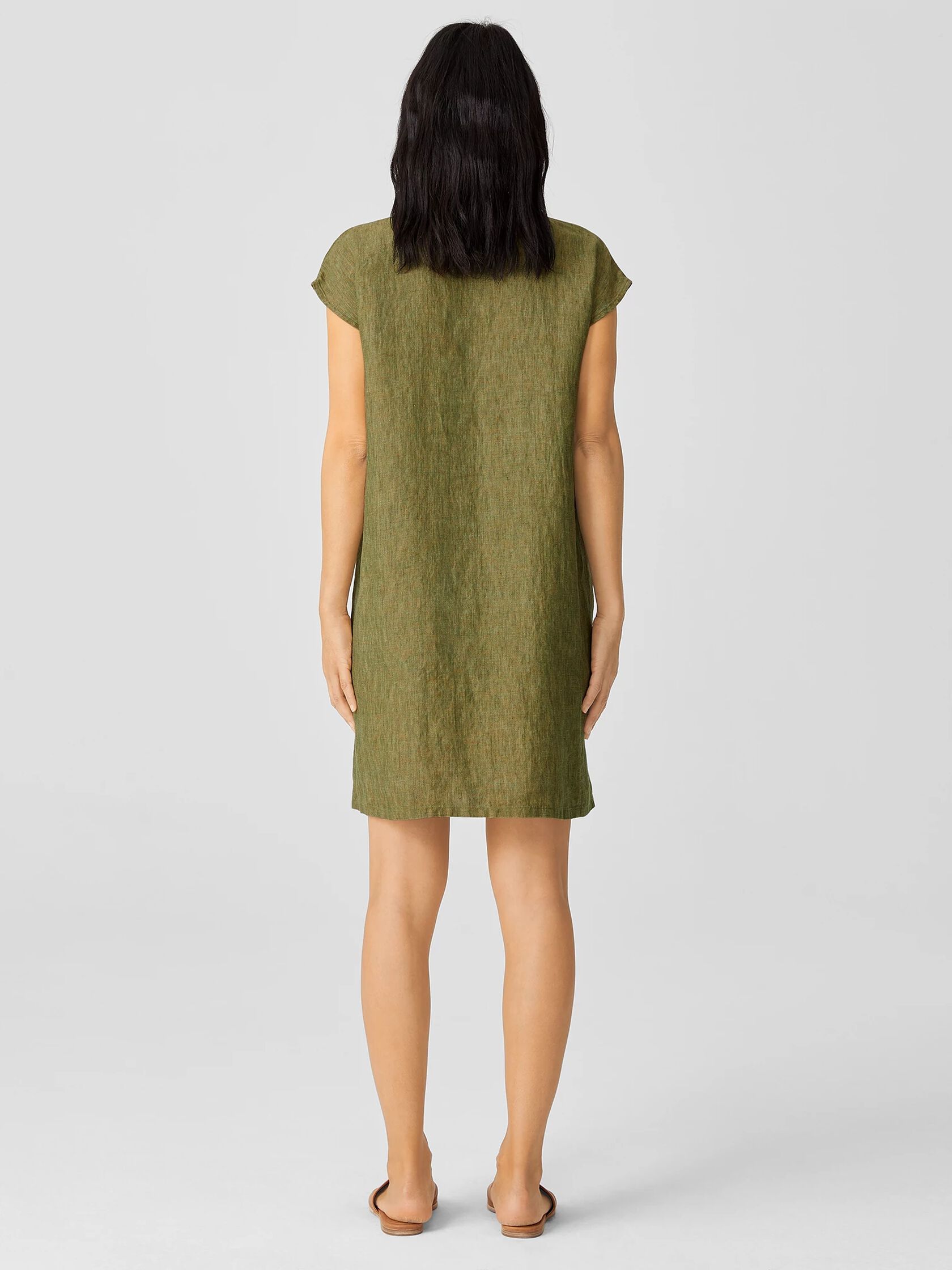 Washed Organic Linen Delave Shirtdress