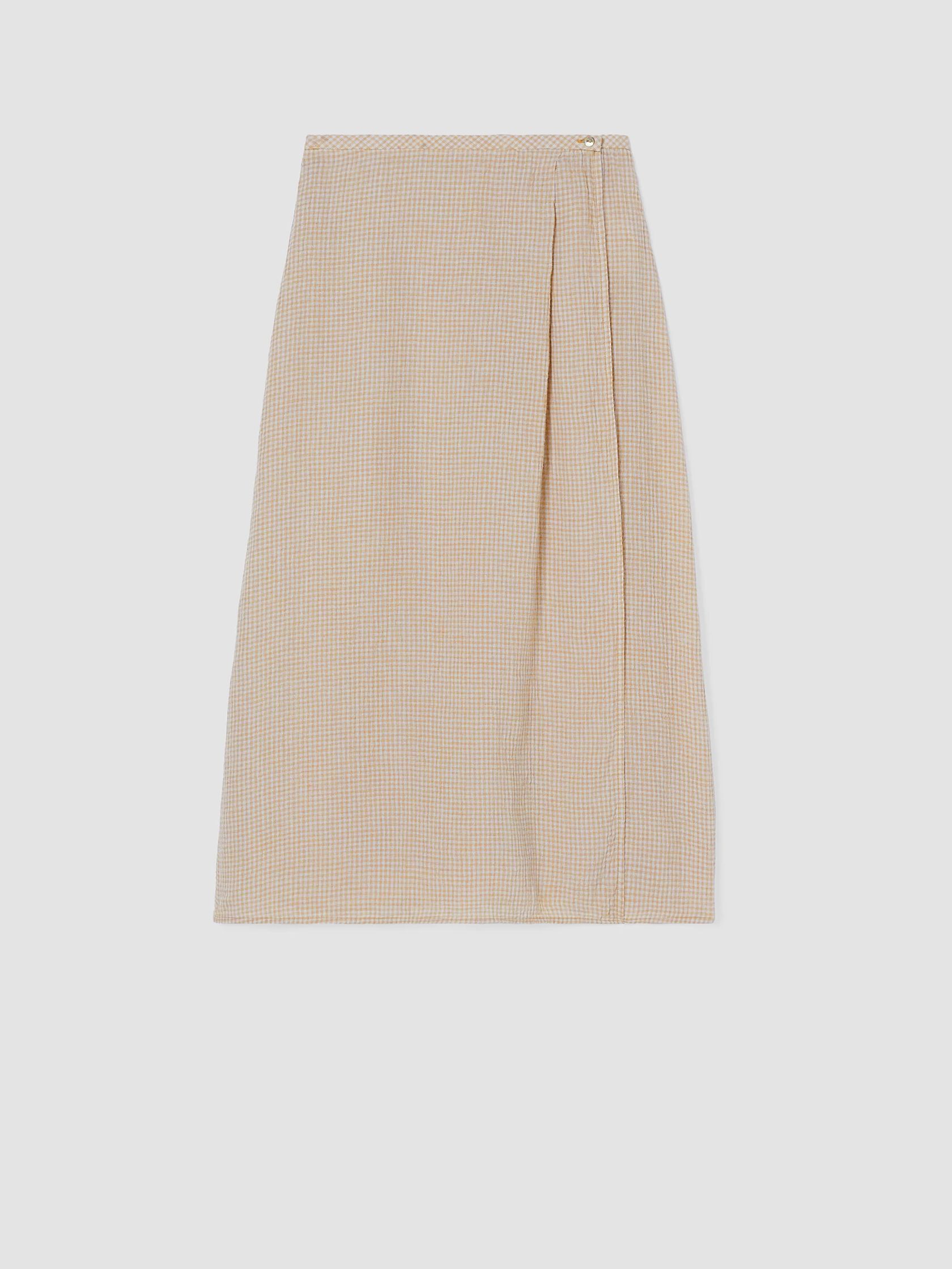 Puckered Organic Linen Wrap Skirt