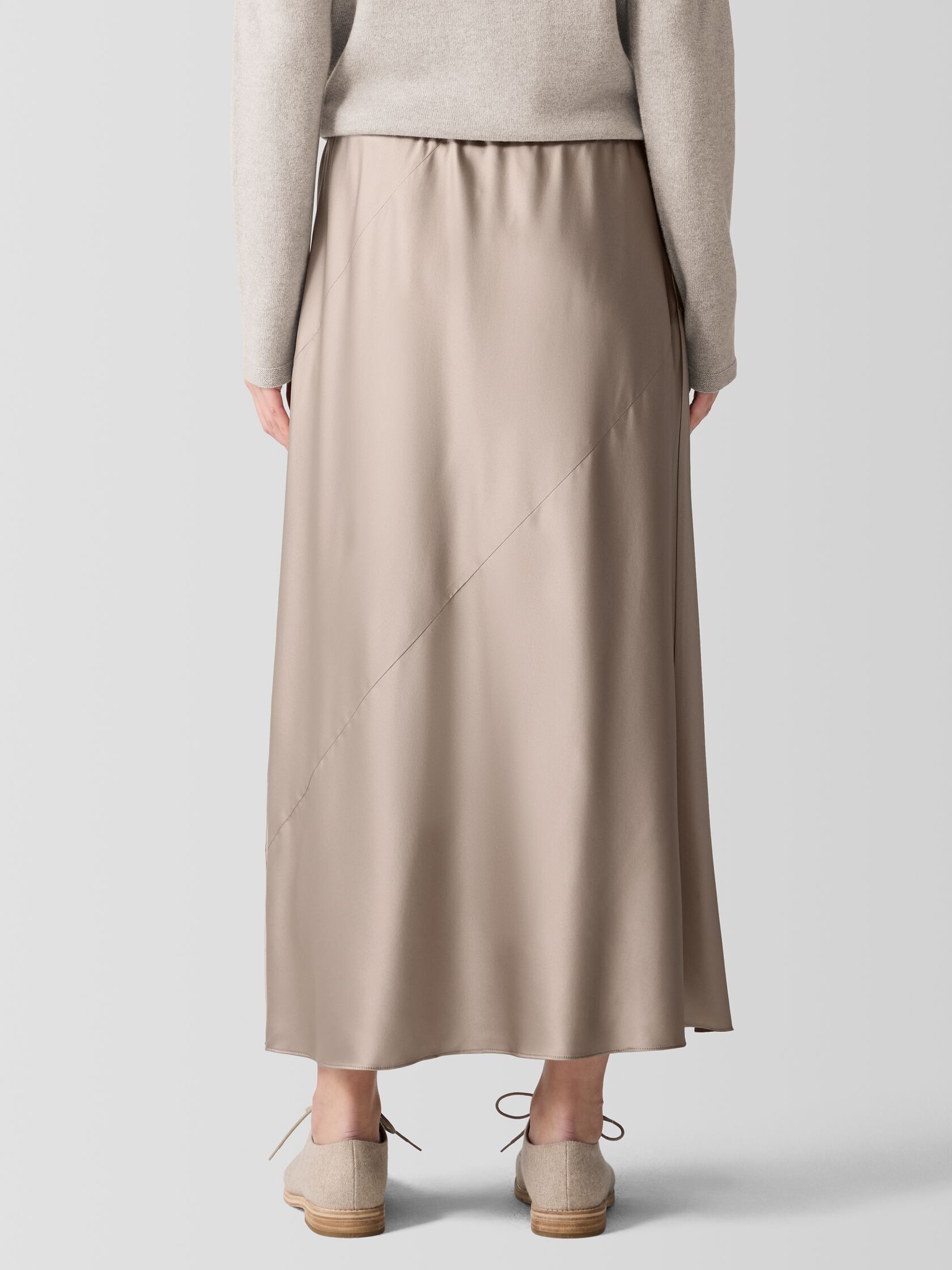 Stretch Silk Charmeuse Bias Skirt