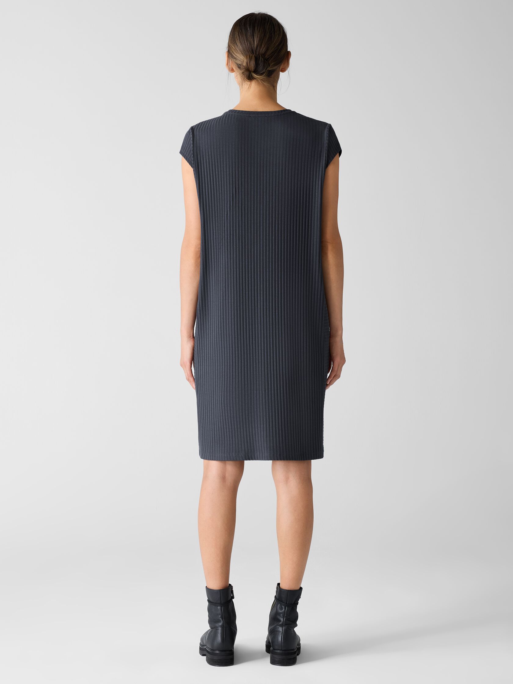 Textured Stretch Rib Round Neck Dress
