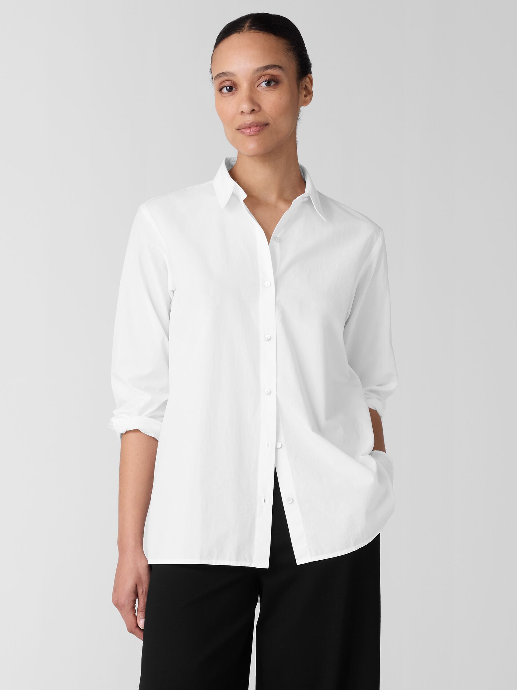 Washed Organic Cotton Poplin Classic Collar Shirt