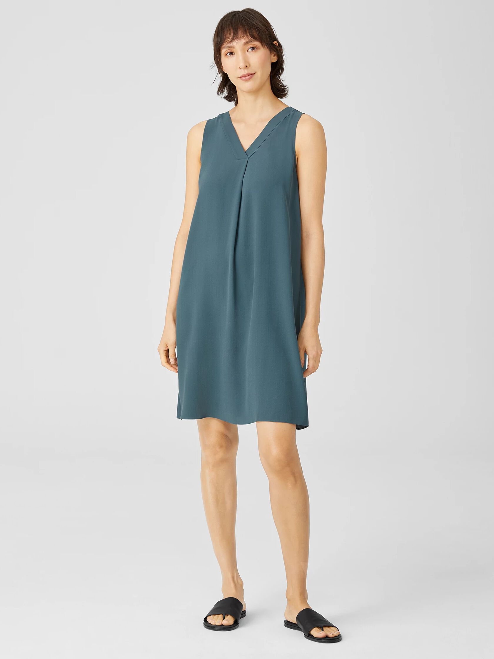 Silk Georgette Crepe Pleated Dress