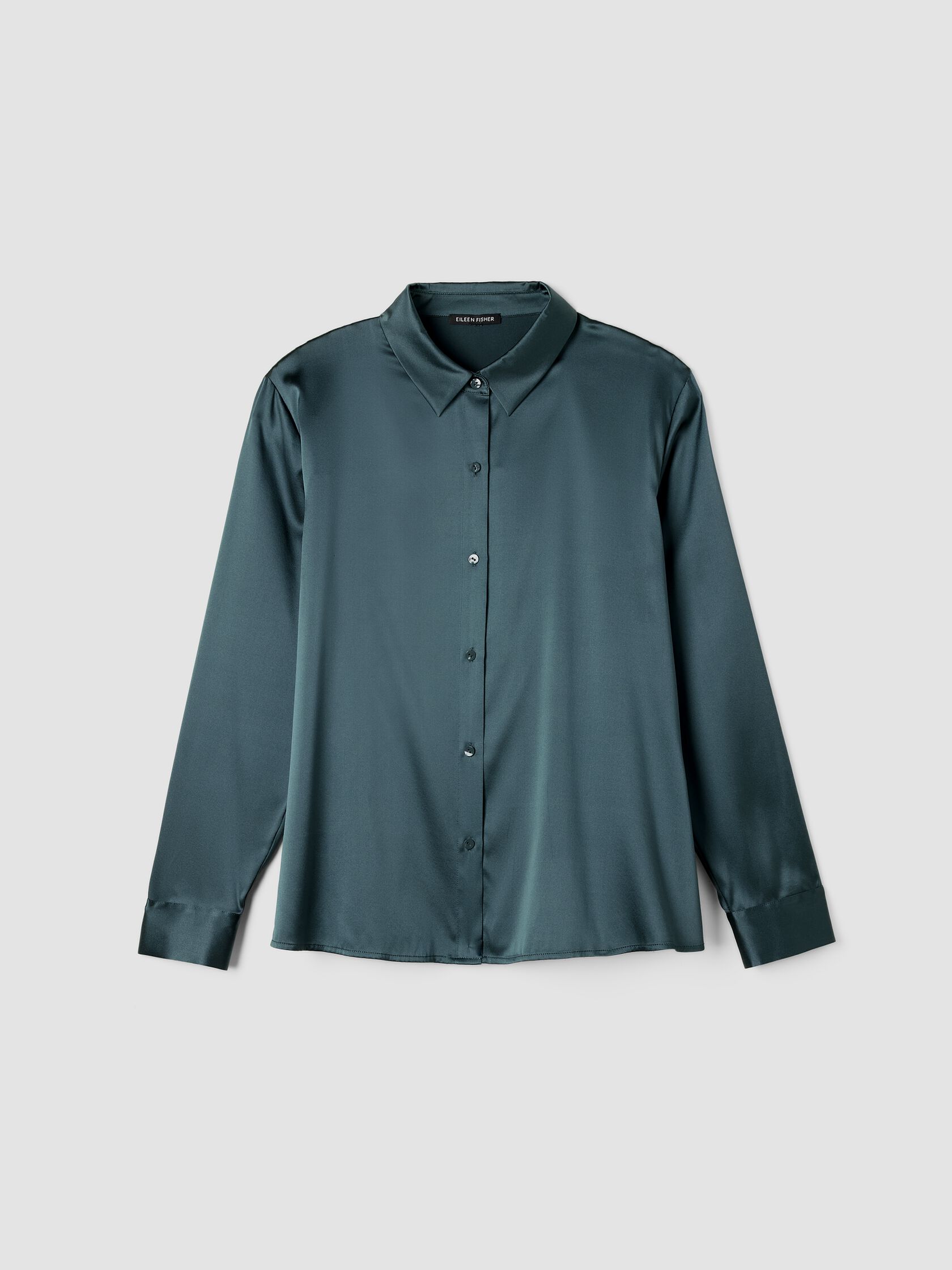 Stretch Silk Charmeuse&nbsp;Classic Collar Shirt