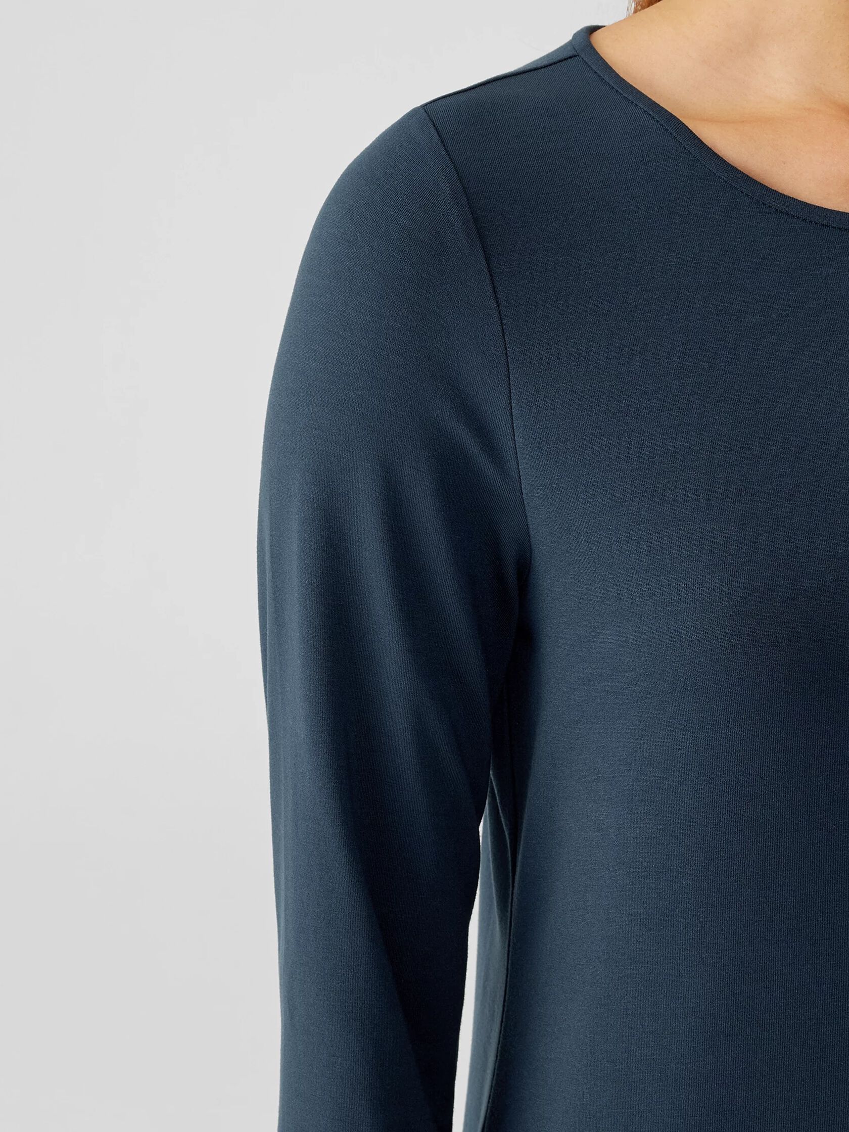 Stretch Jersey Knit Jewel Neck Dress