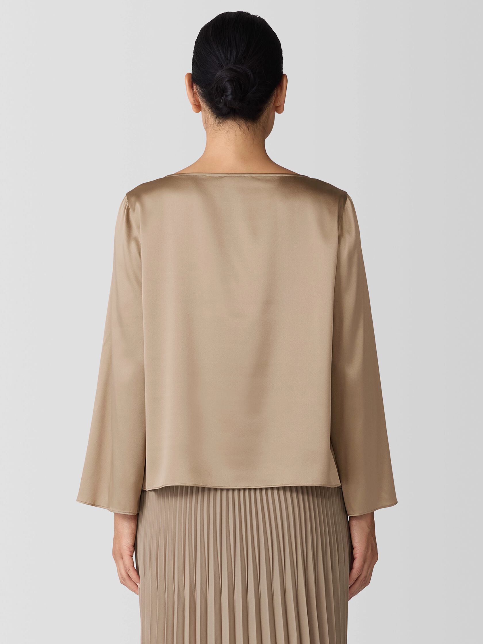 Stretch Silk Charmeuse Bateau Neck Top