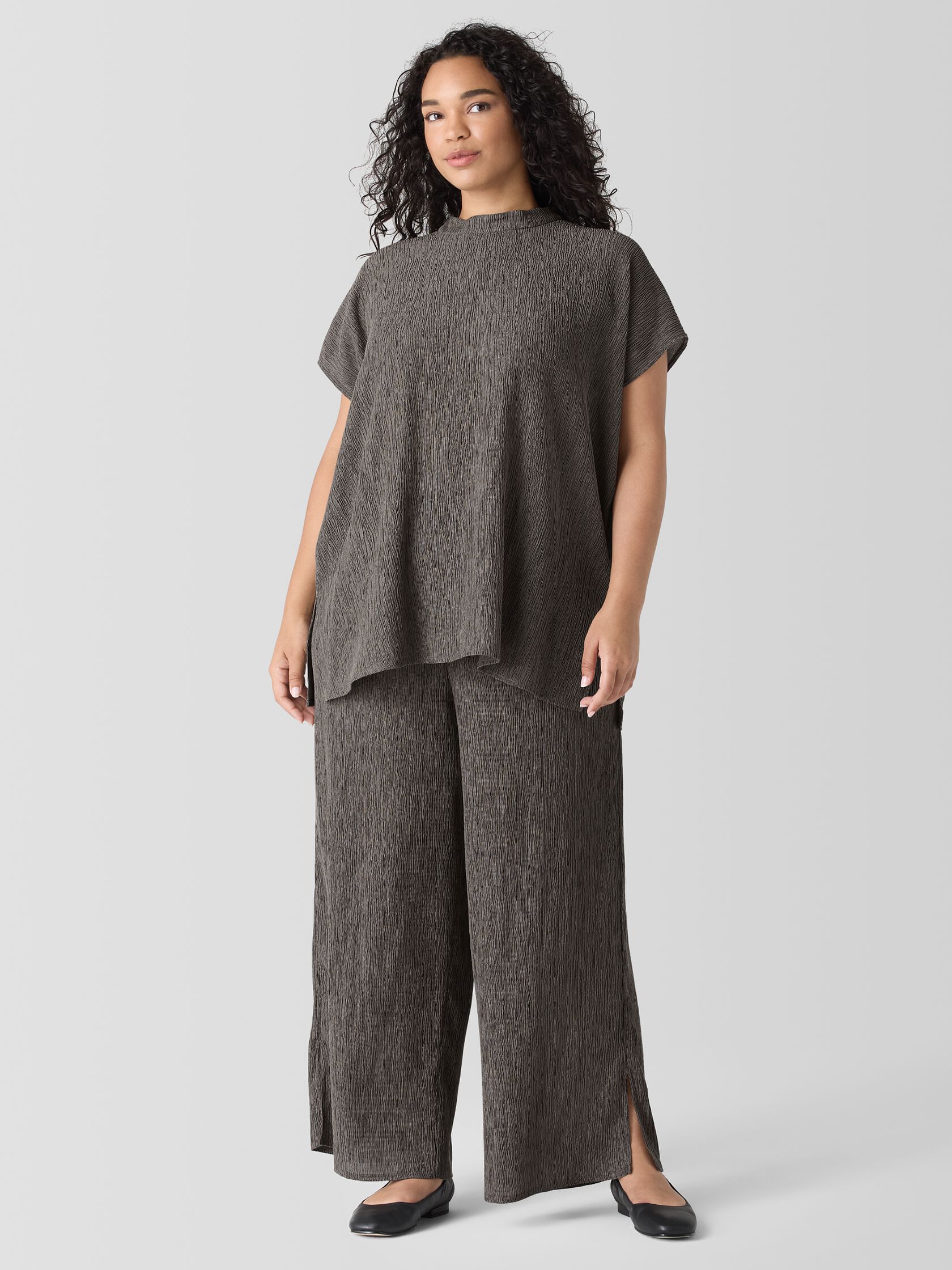 Woven Pliss&eacute; Wide-Leg Pant