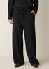 Waffle Cotton Blend Doubleknit Wide-Leg Pant