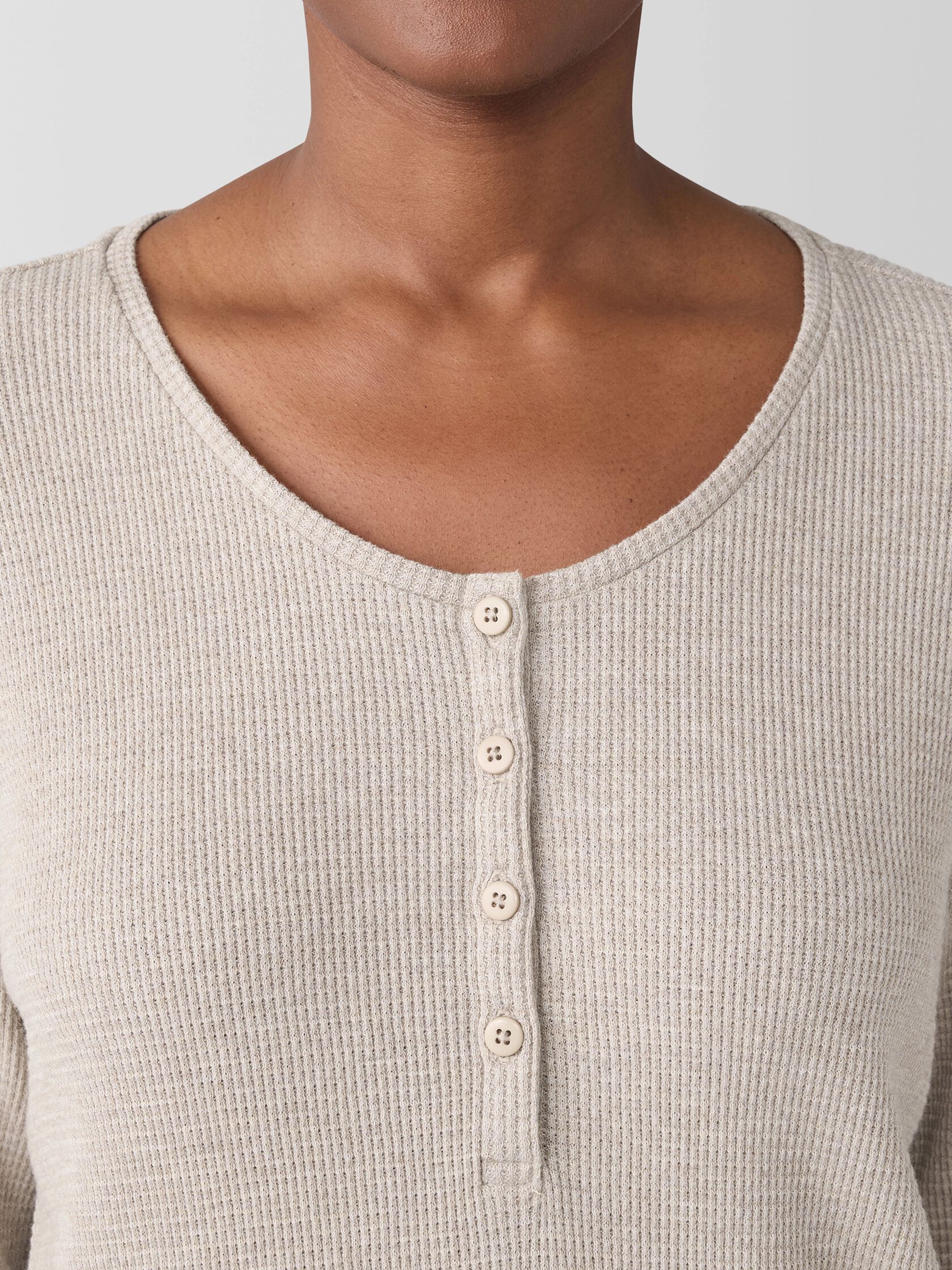 M&eacute;lange Organic Cotton Waffle Henley Sleep Top