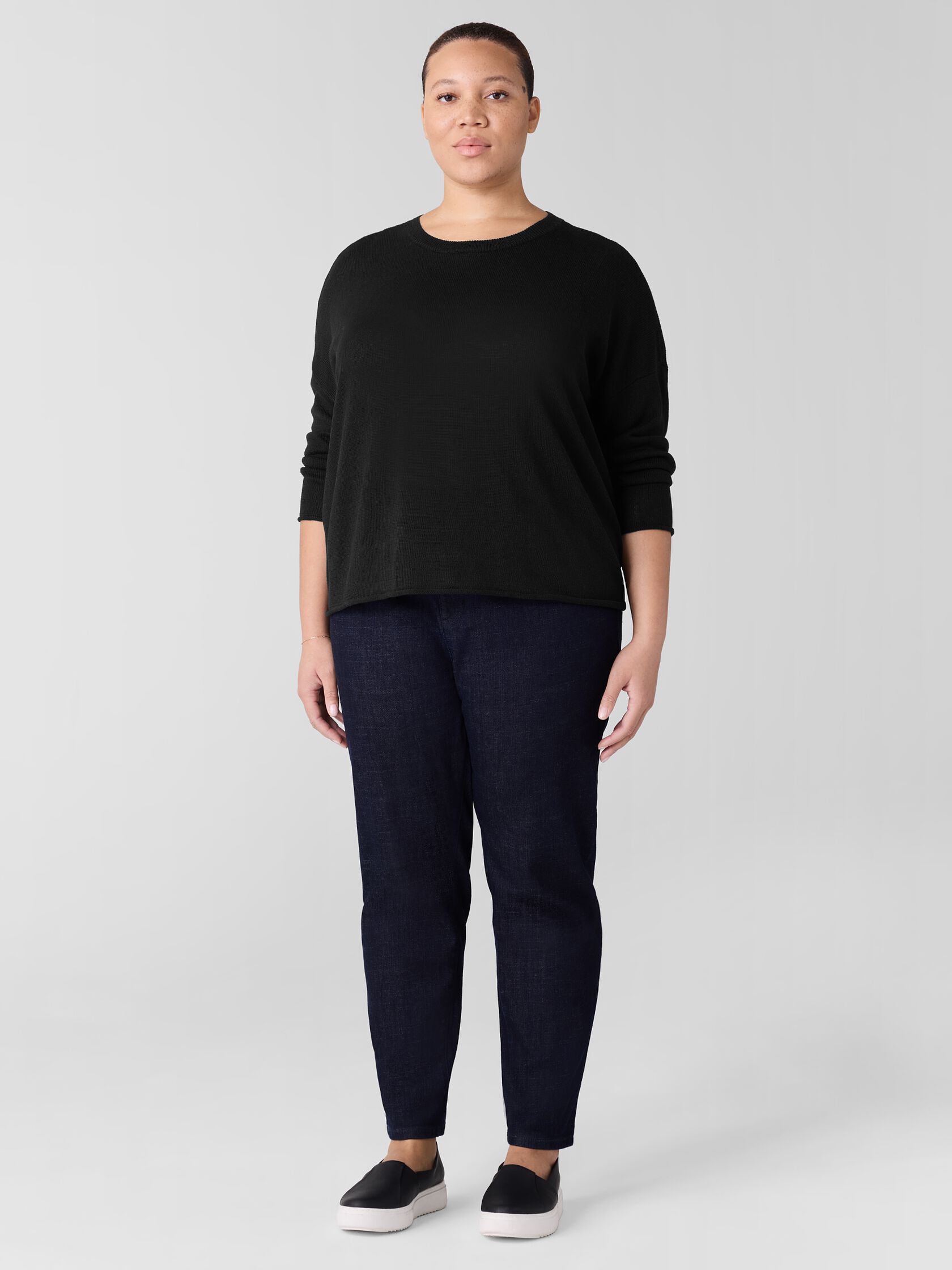 Organic Linen Cotton Cord Crew Neck Top