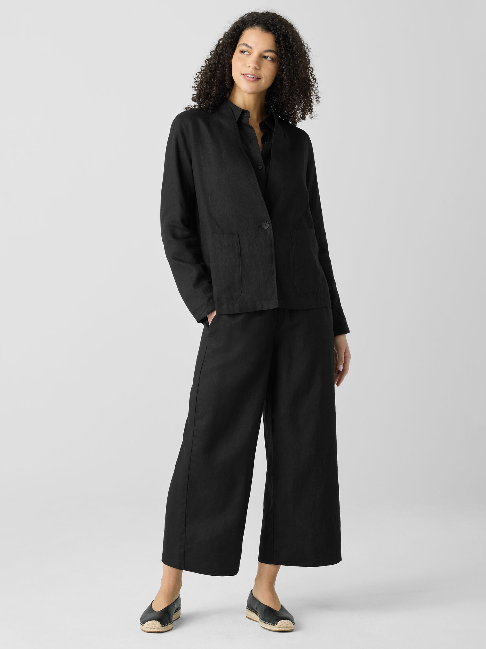 Organic Linen High Collar Jacket