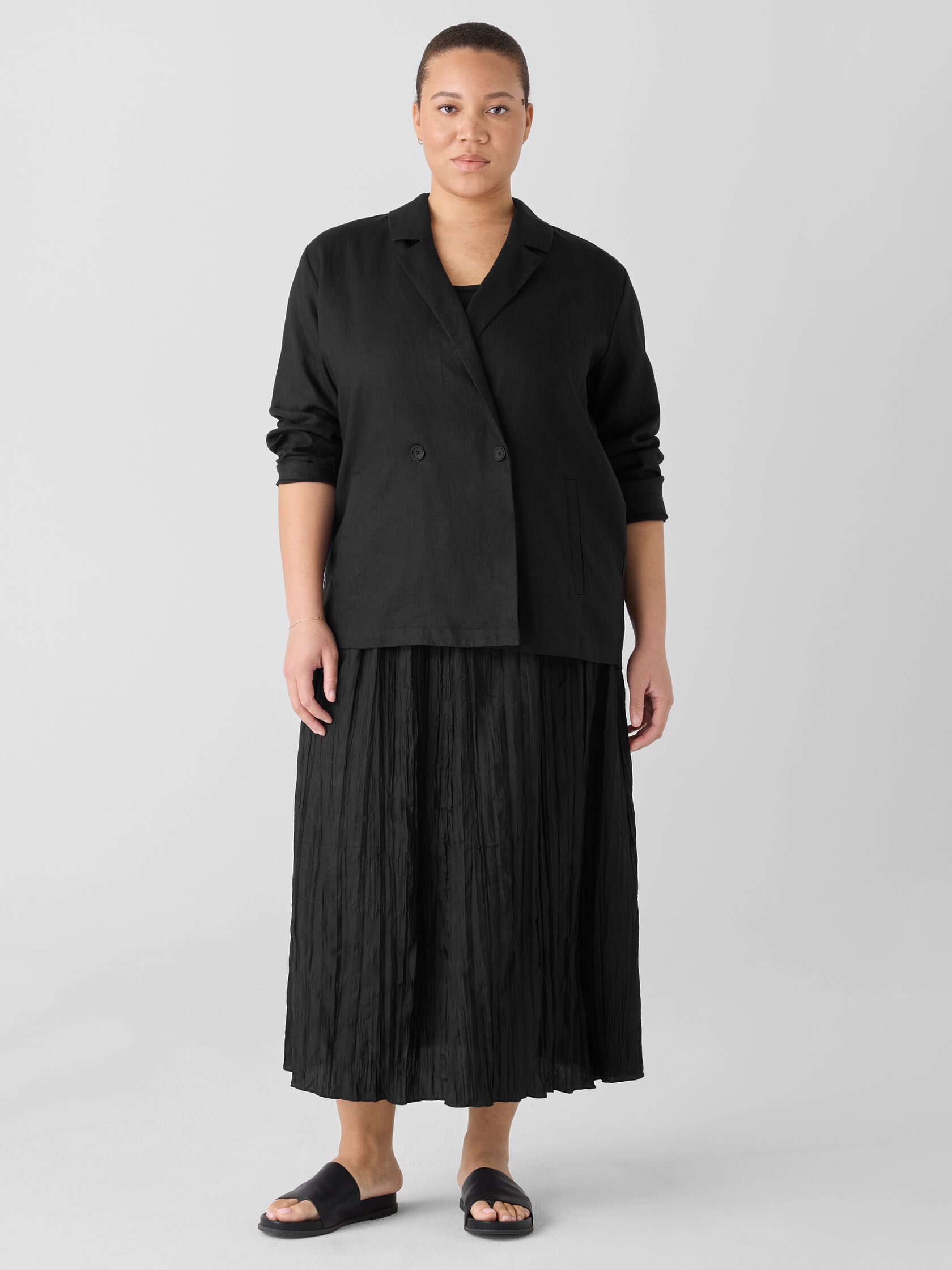 Organic Linen Double-Breasted Blazer