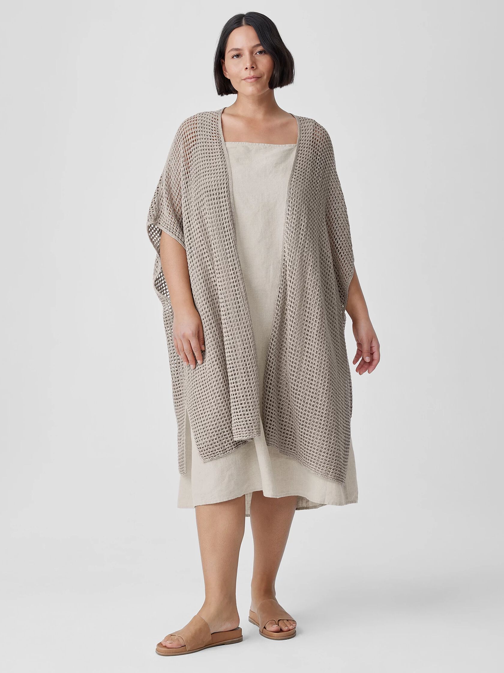 Organic Linen D&eacute;lav&eacute; Long Cardigan