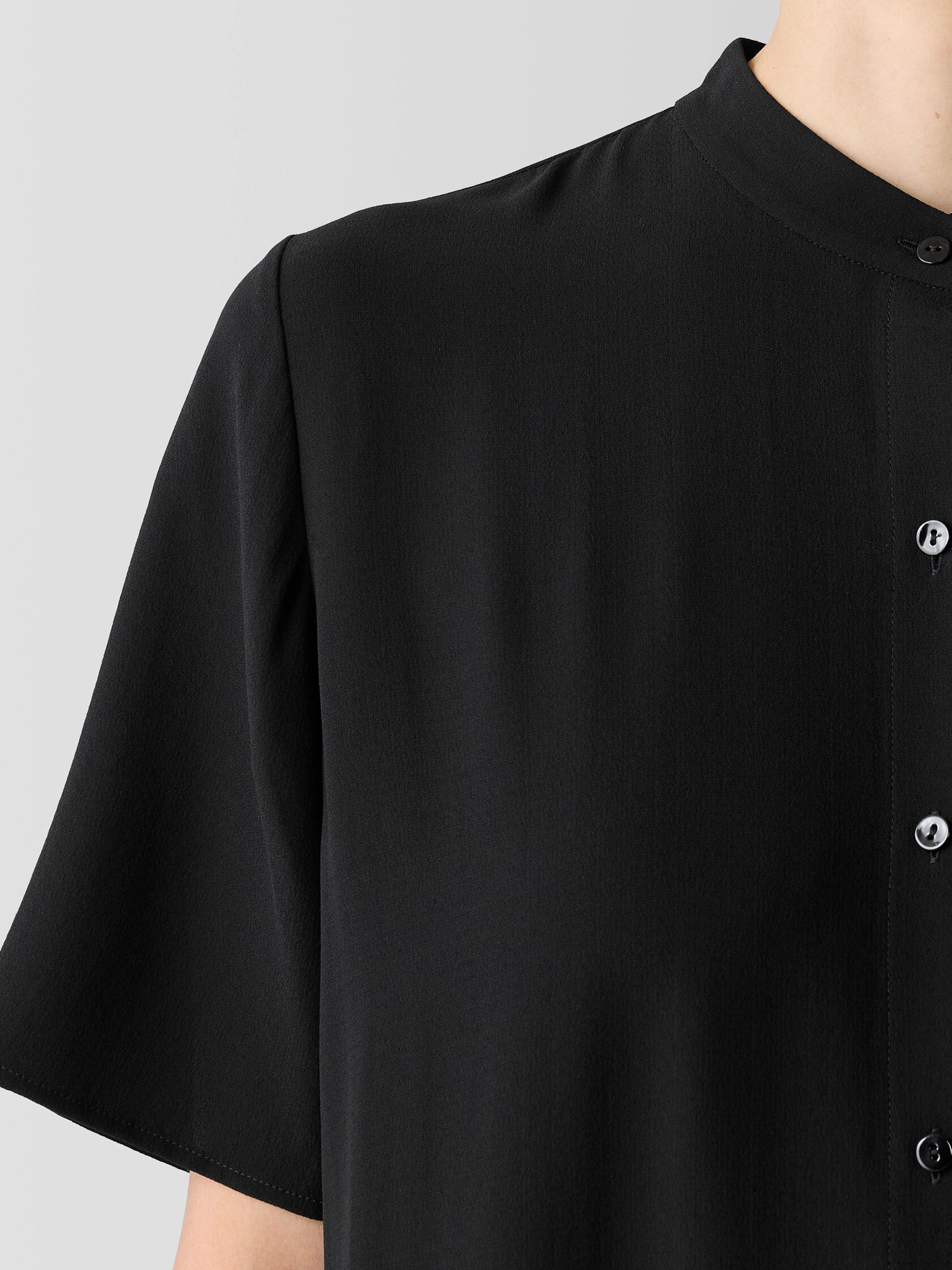 Silk Georgette Crepe Band Collar Dress