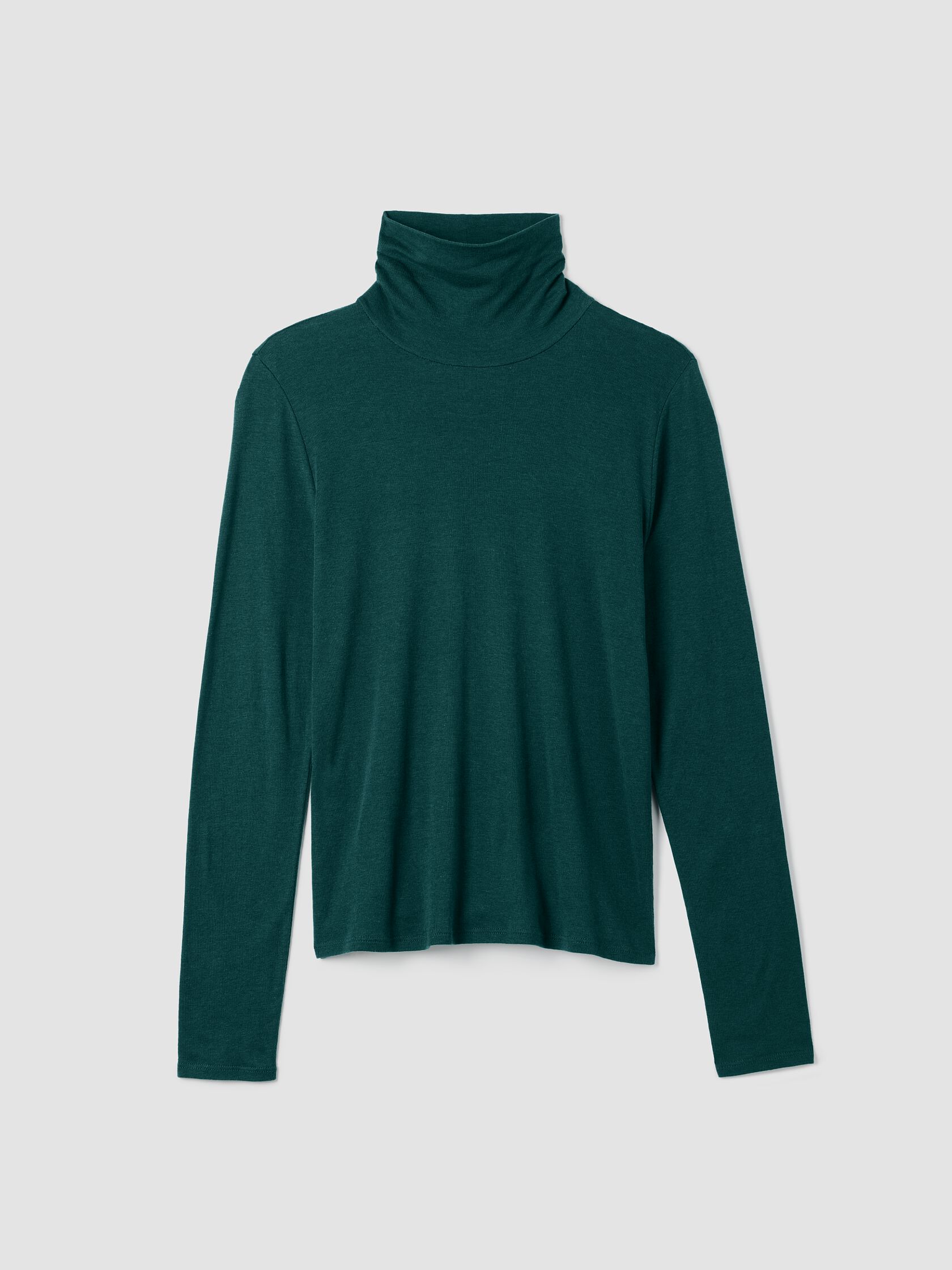 Ribbed Pima Cotton Blend Turtleneck Top