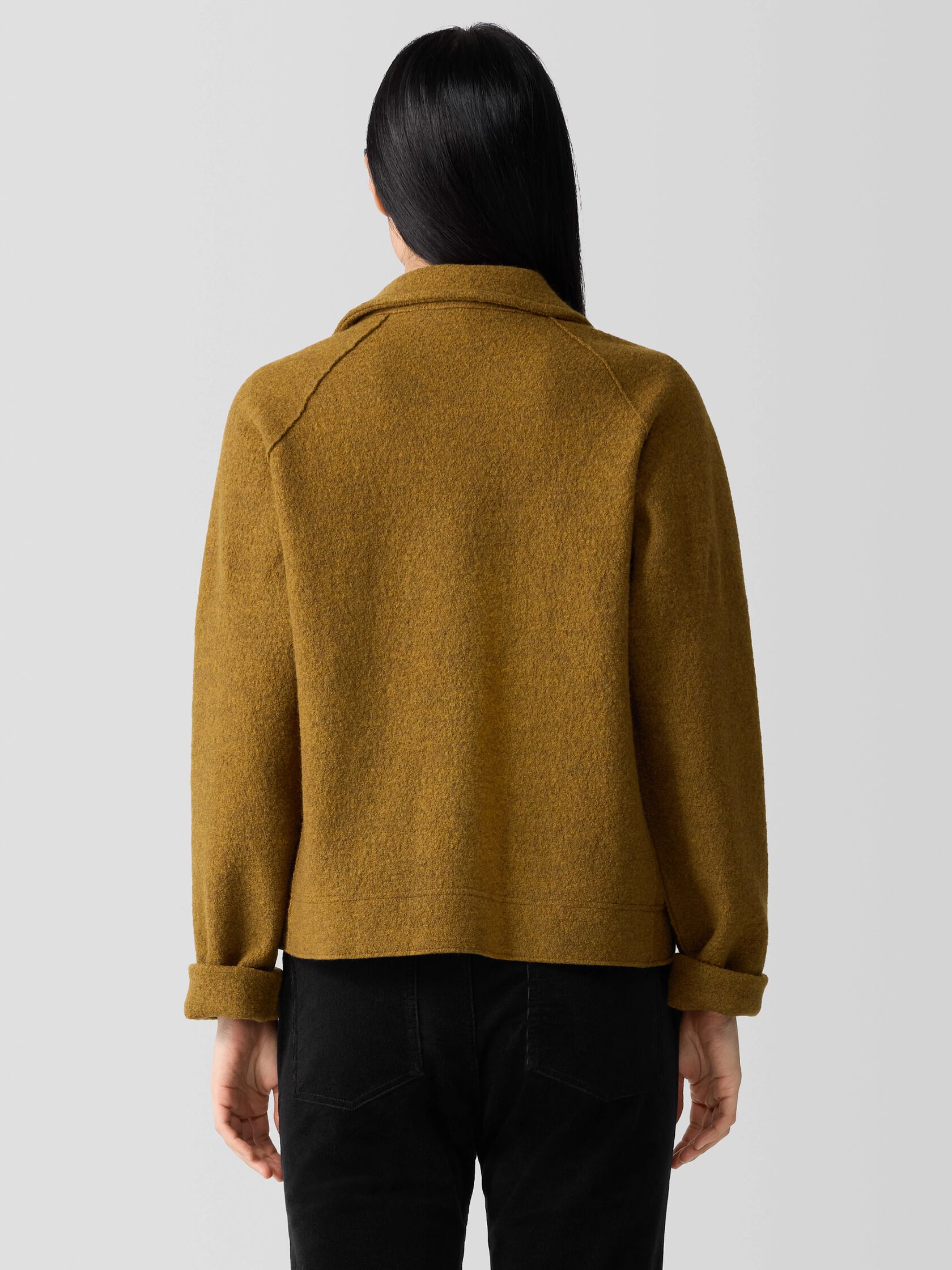 Lightweight Boiled Wool Motorcycle Jacket in Regenerative Wool