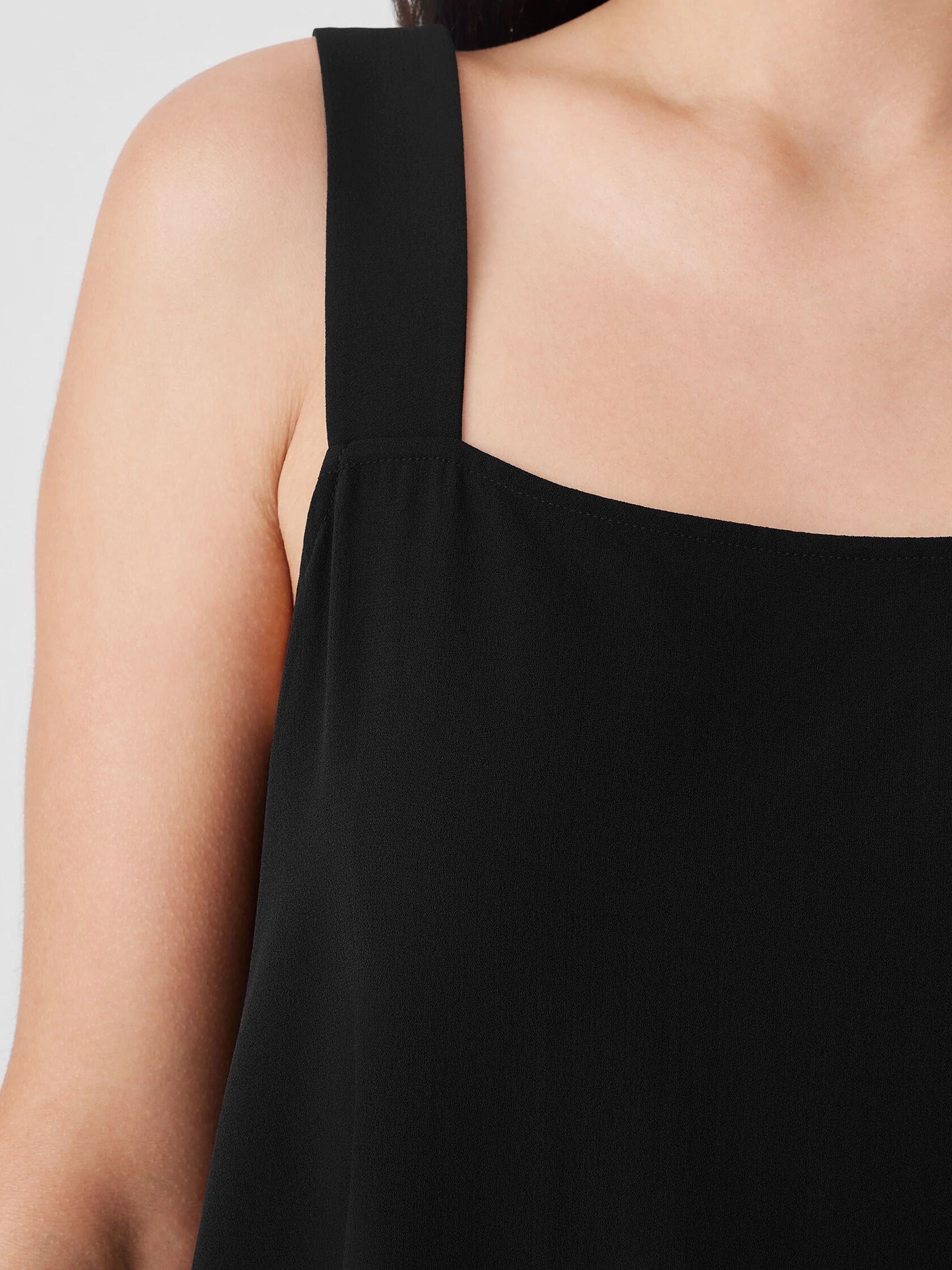 Silk Georgette Crepe Square Neck Tank