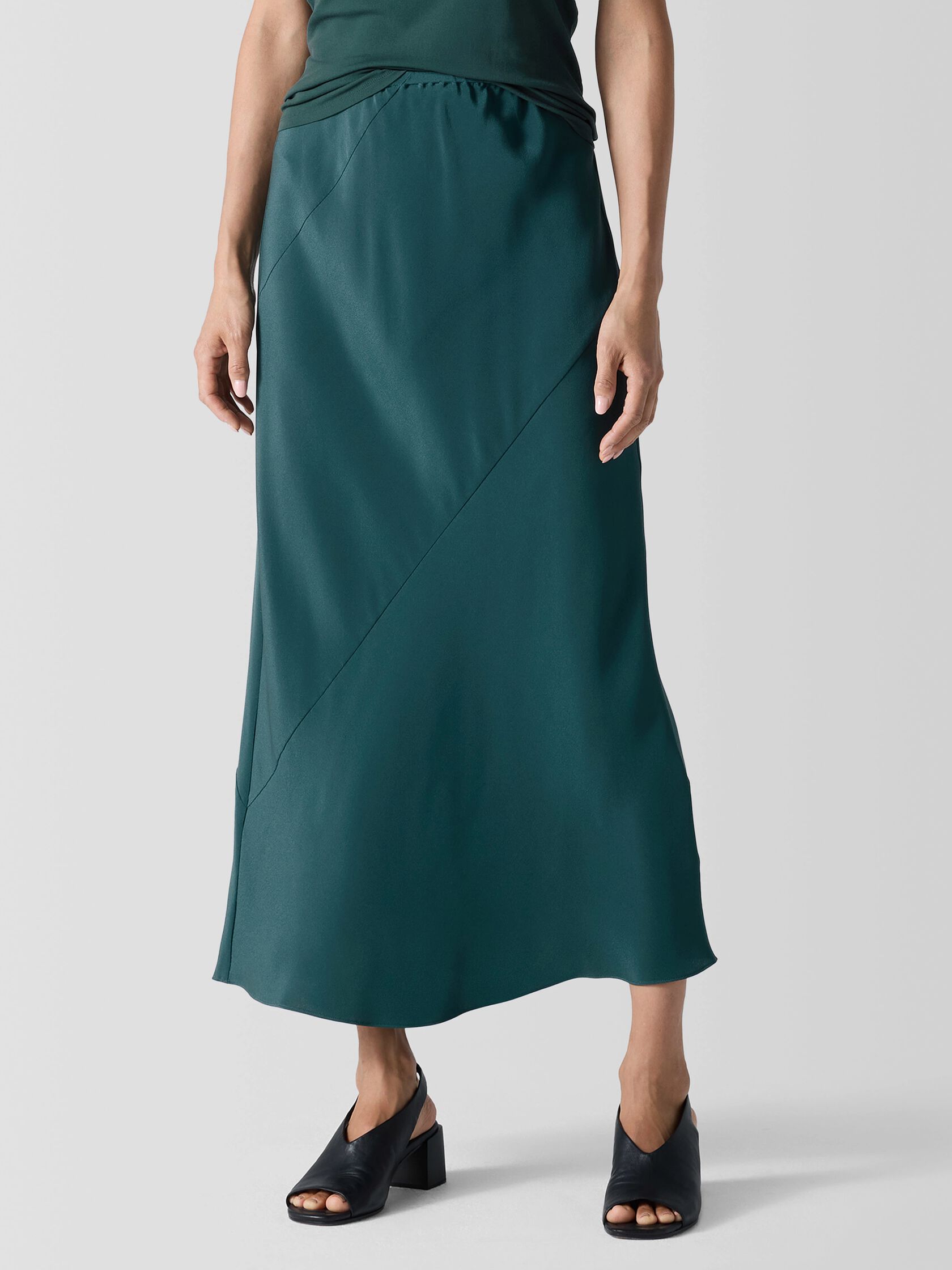 Silk Double Crepe Bias Skirt
